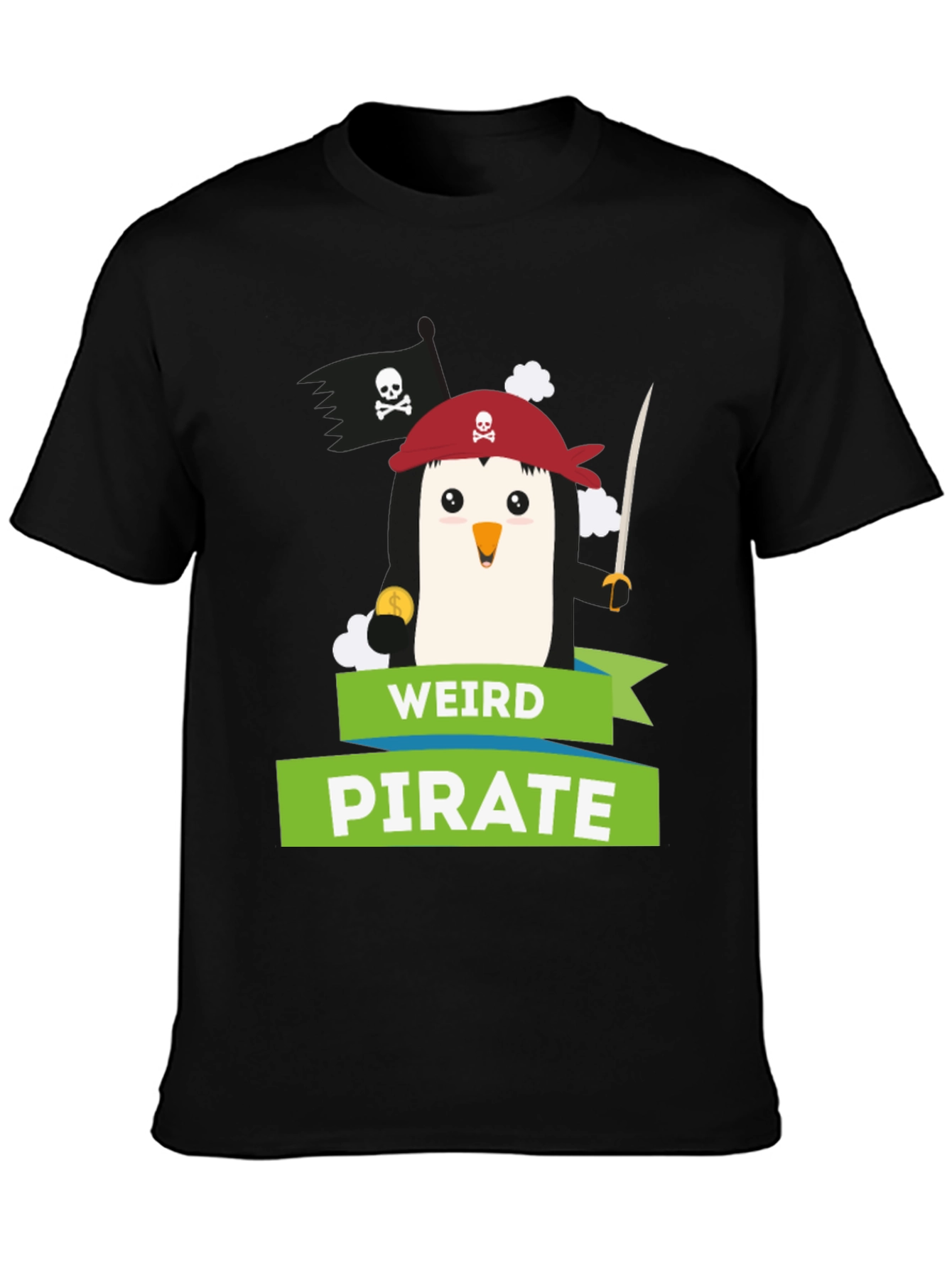 Weird Pirate Penguin Graphic T-Shirt
