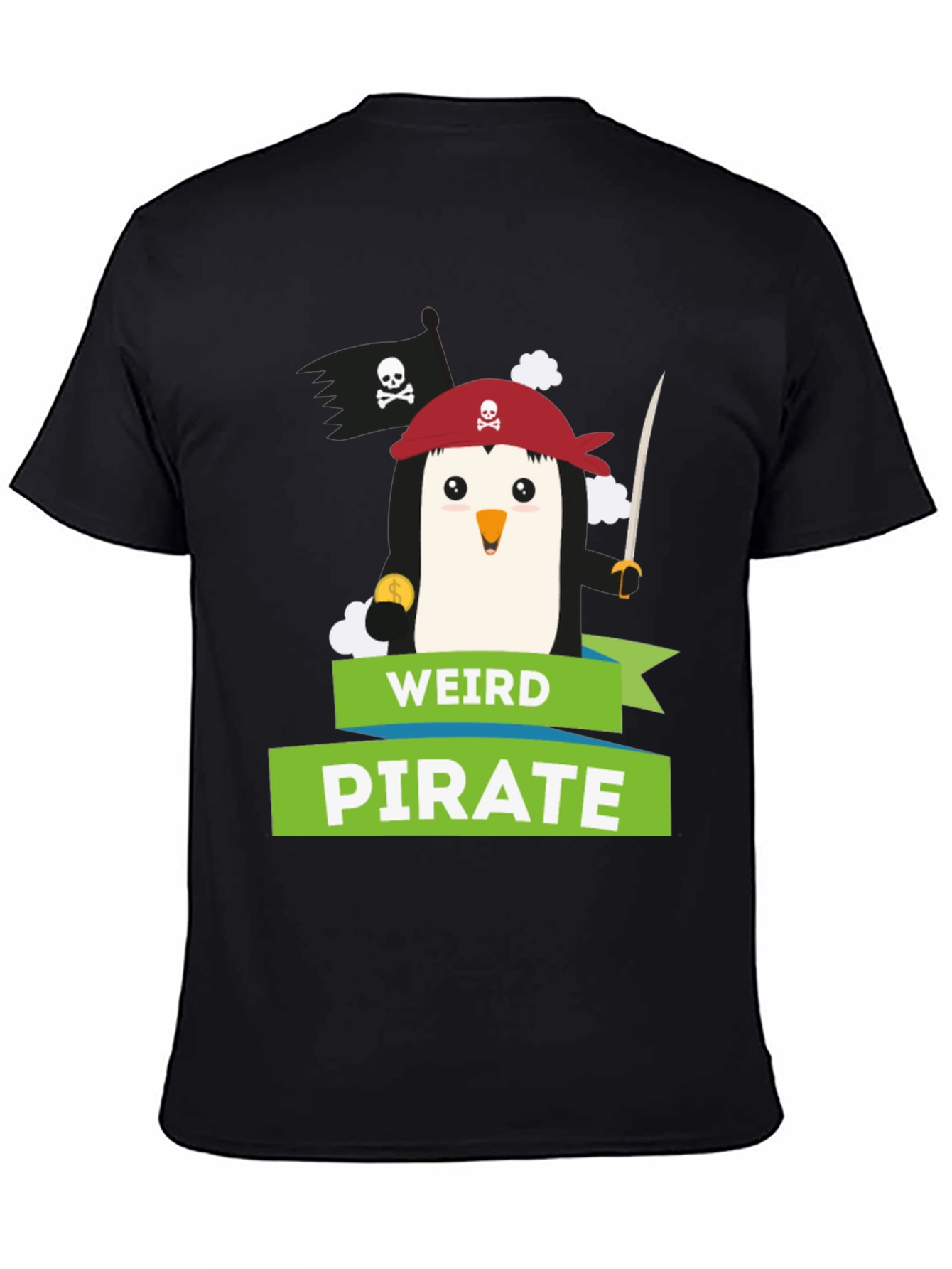 Weird Pirate Penguin Graphic T-Shirt