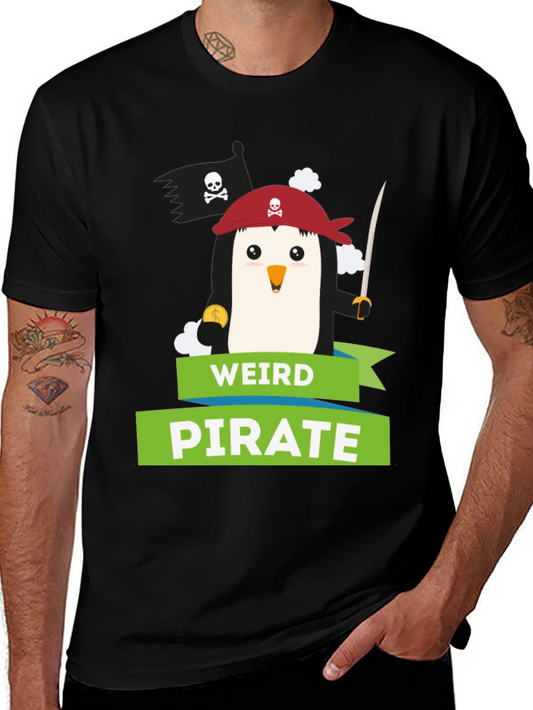 Weird Pirate Penguin Graphic T-Shirt
