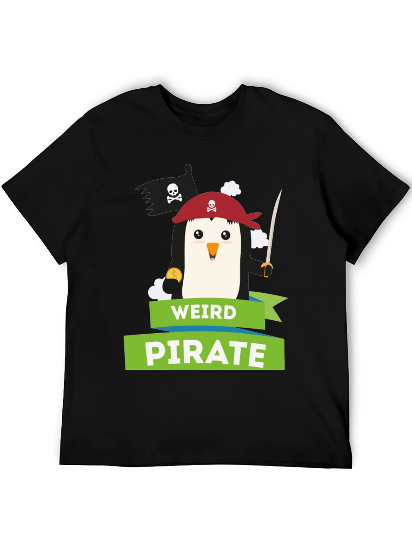 Weird Pirate Penguin Graphic T-Shirt