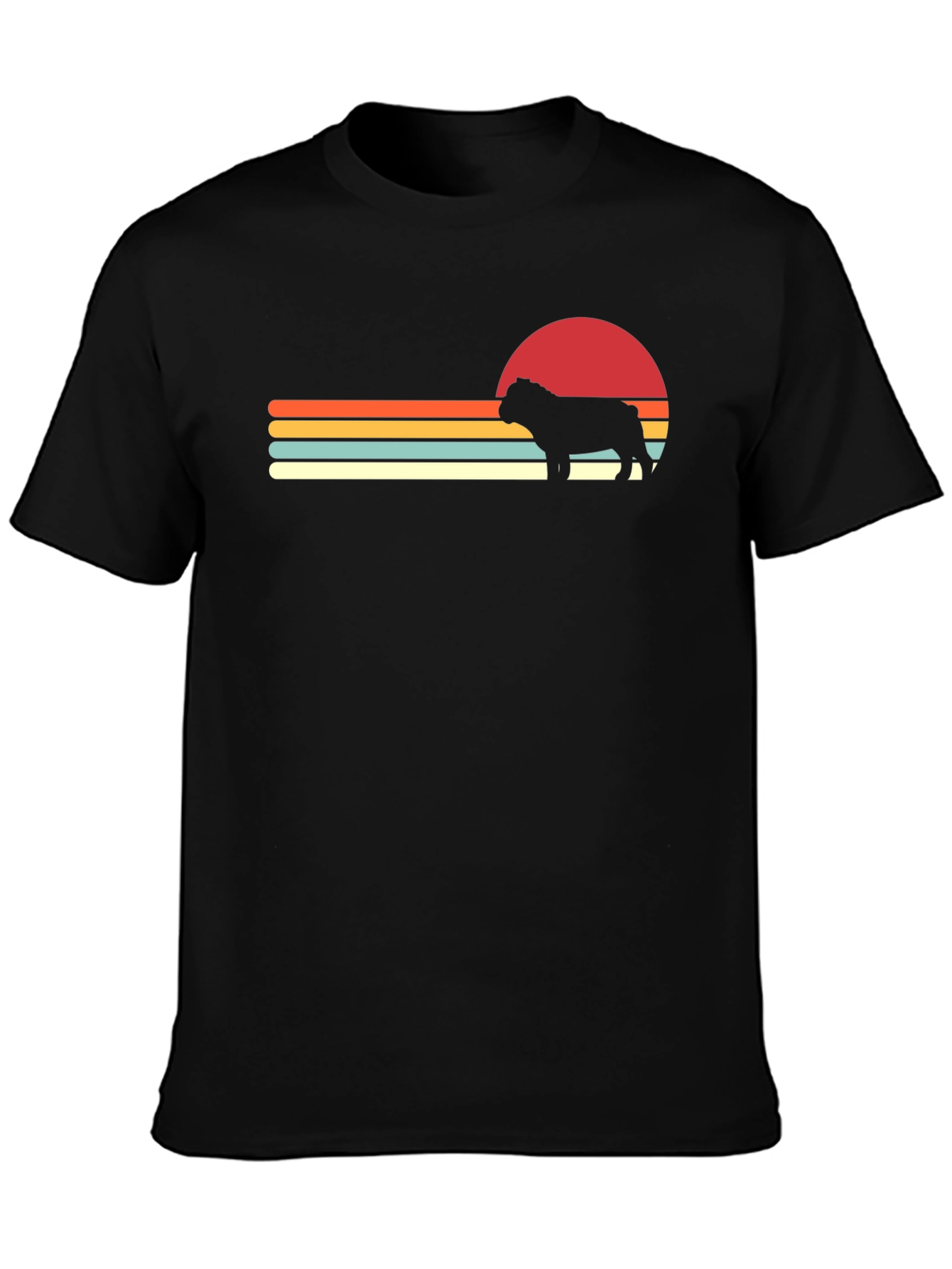 Retro Bulldog Graphic Tee - Black Cotton Blend