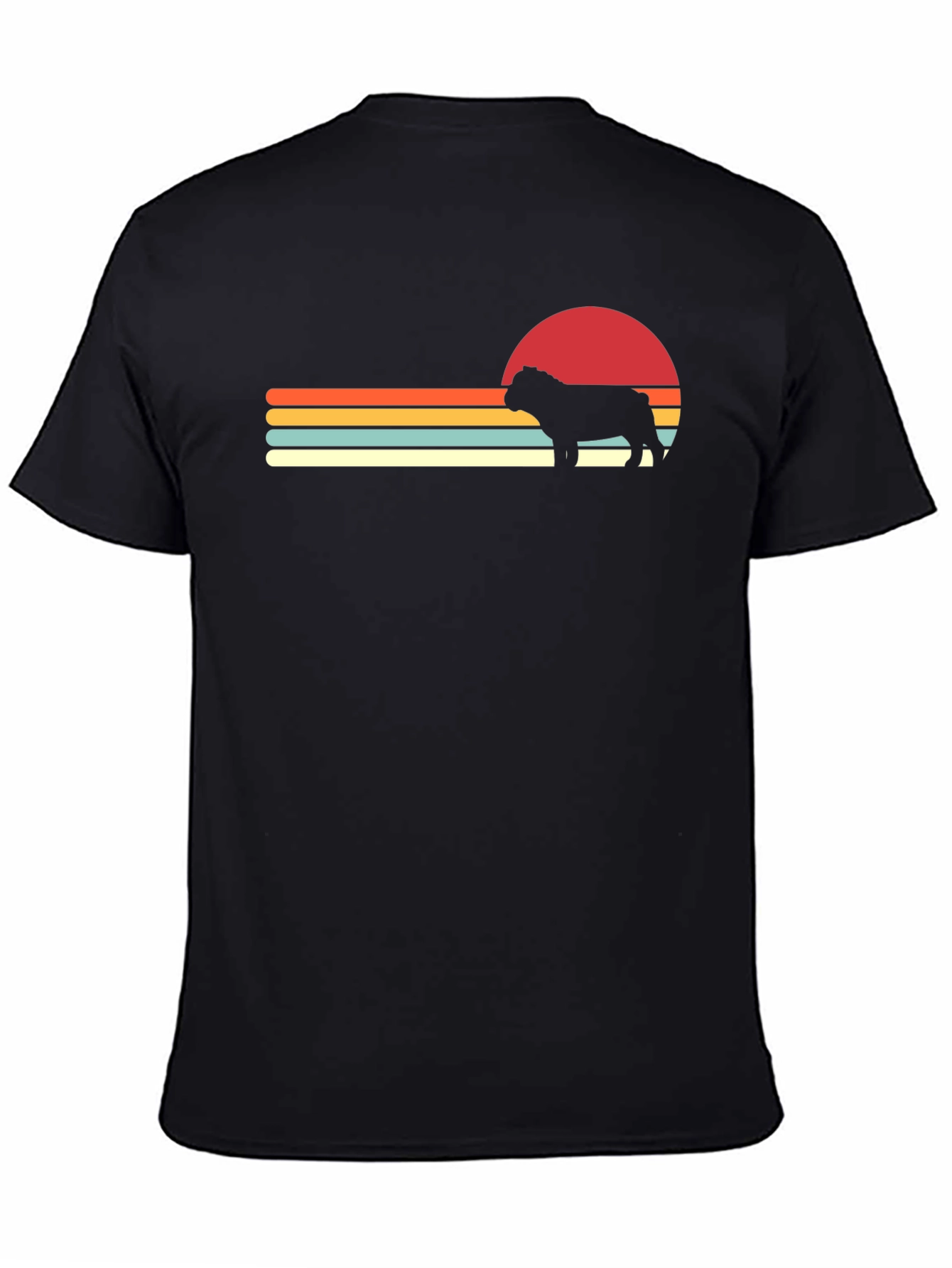Retro Bulldog Graphic Tee - Black Cotton Blend