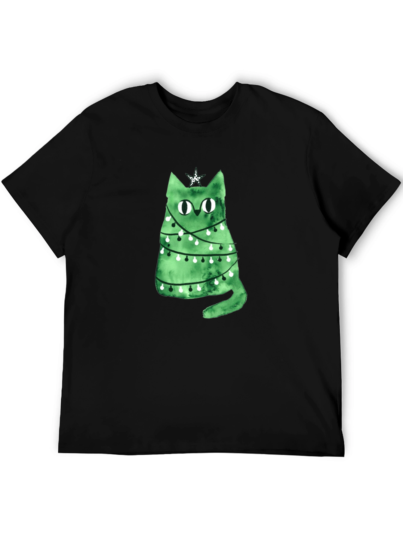 Christmas Cat T-Shirt - Green Holiday Tee