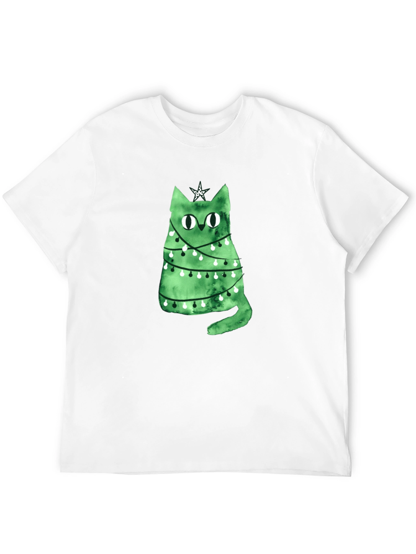 Christmas Cat T-Shirt - Green Holiday Tee