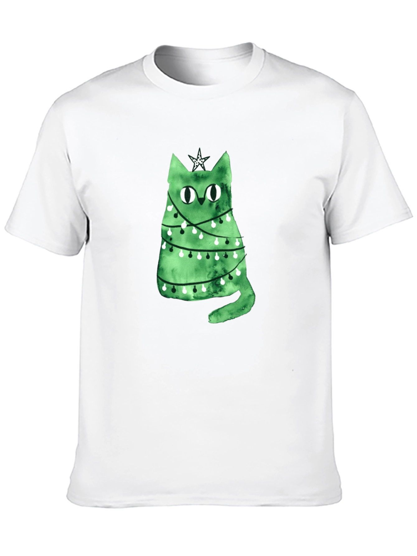Christmas Cat T-Shirt - Green Holiday Tee