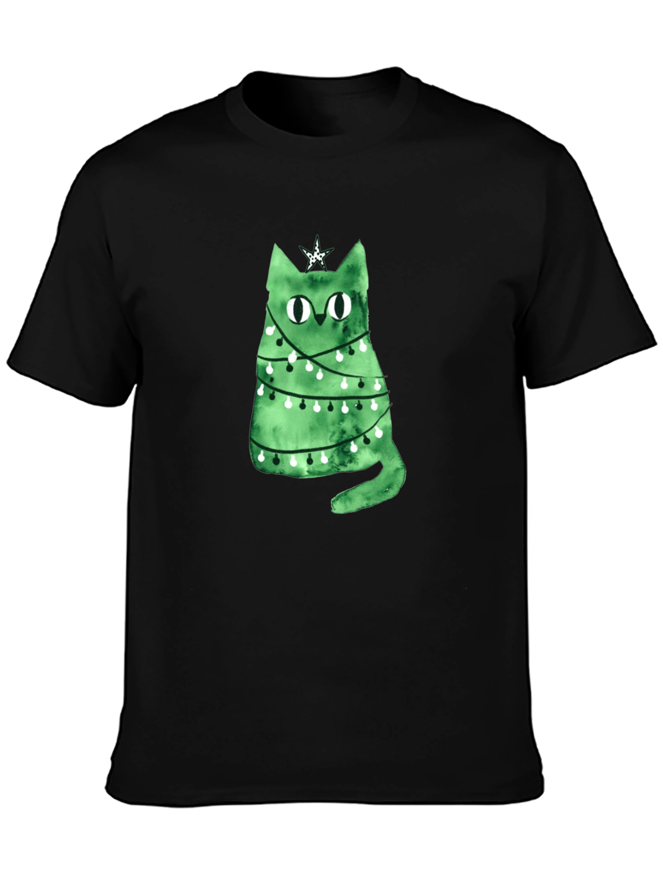 Christmas Cat T-Shirt - Green Holiday Tee