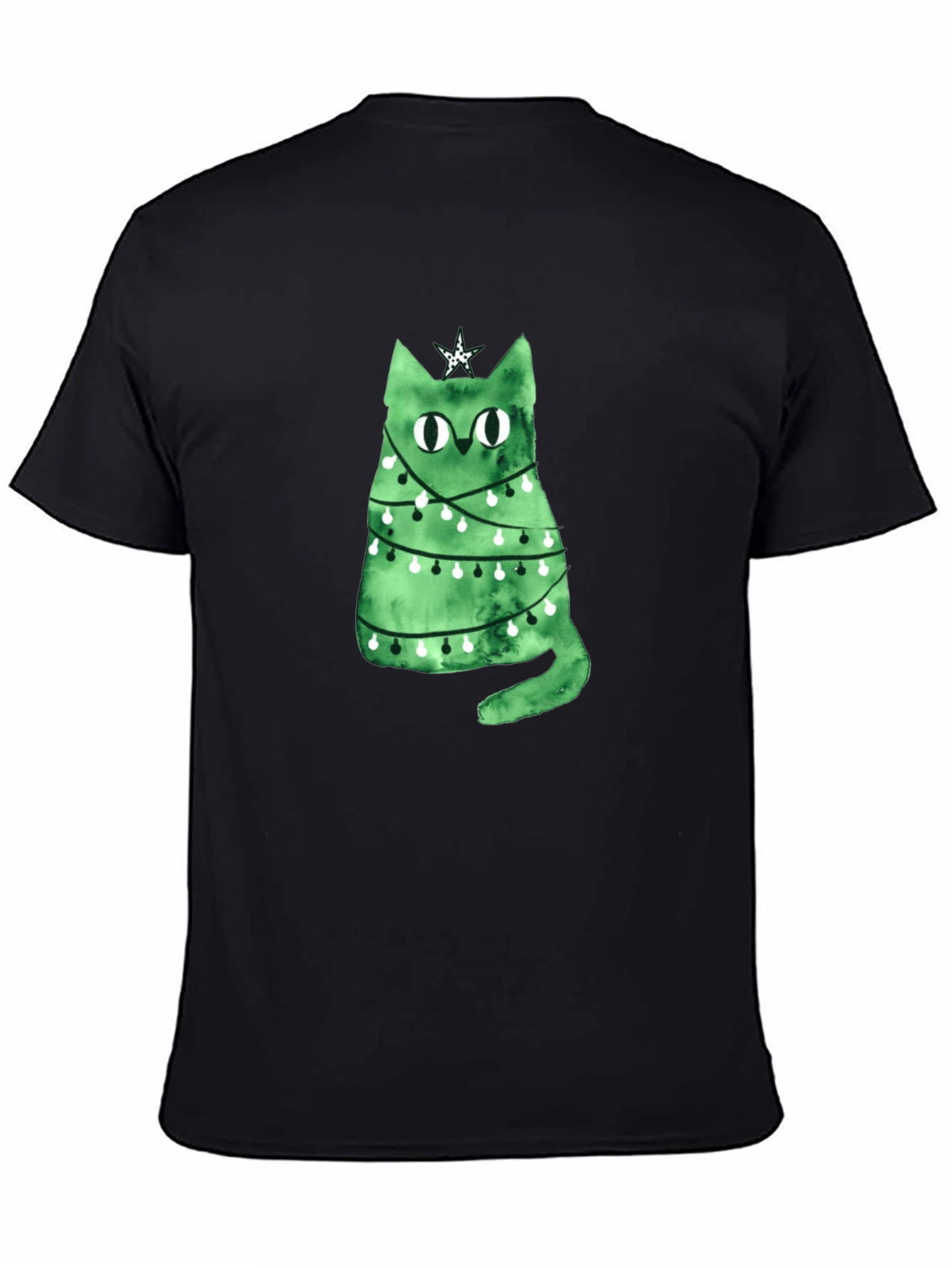 Christmas Cat T-Shirt - Green Holiday Tee