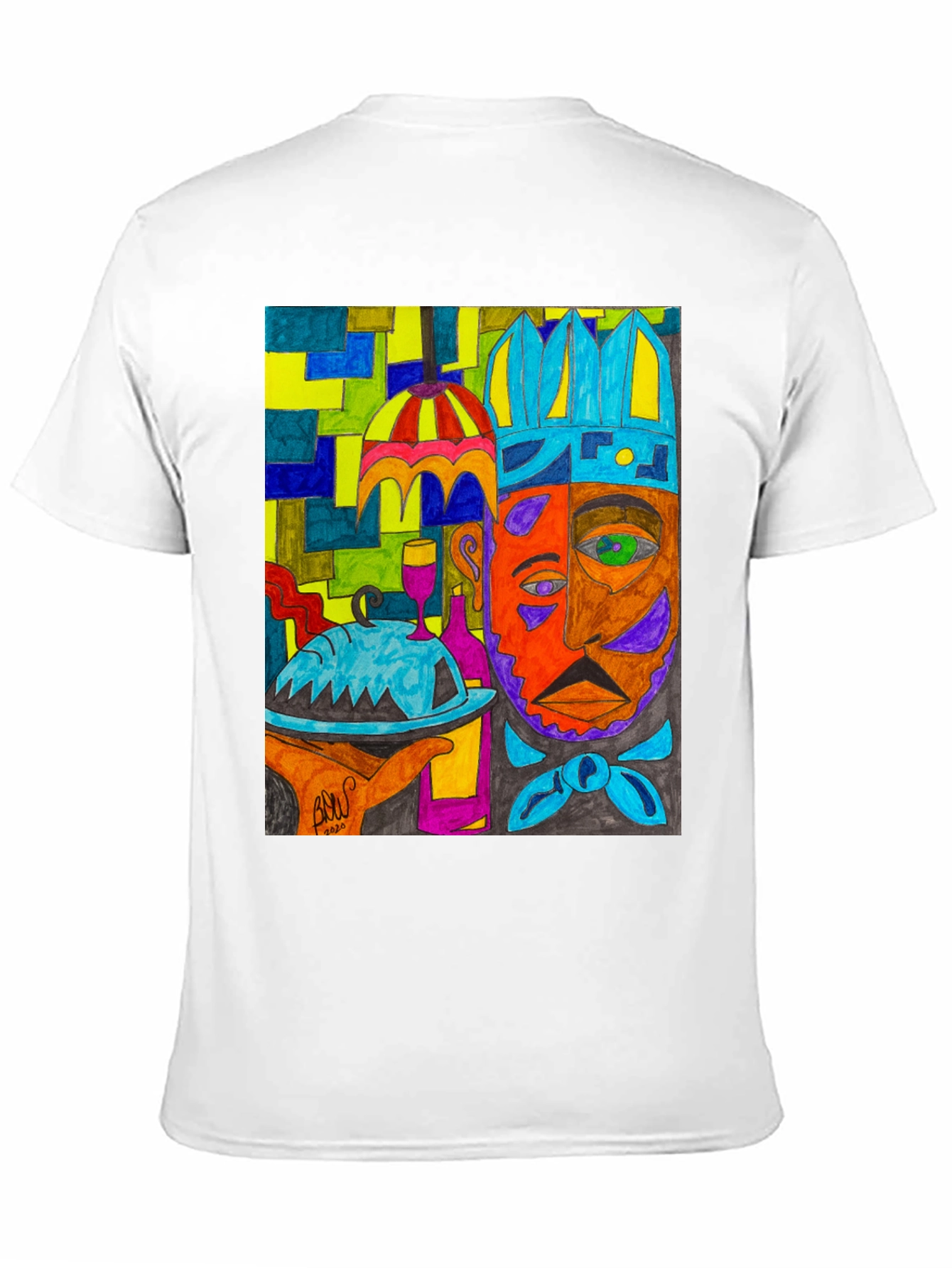 Artistic Graphic Print Mens Tee - Abstract Chef
