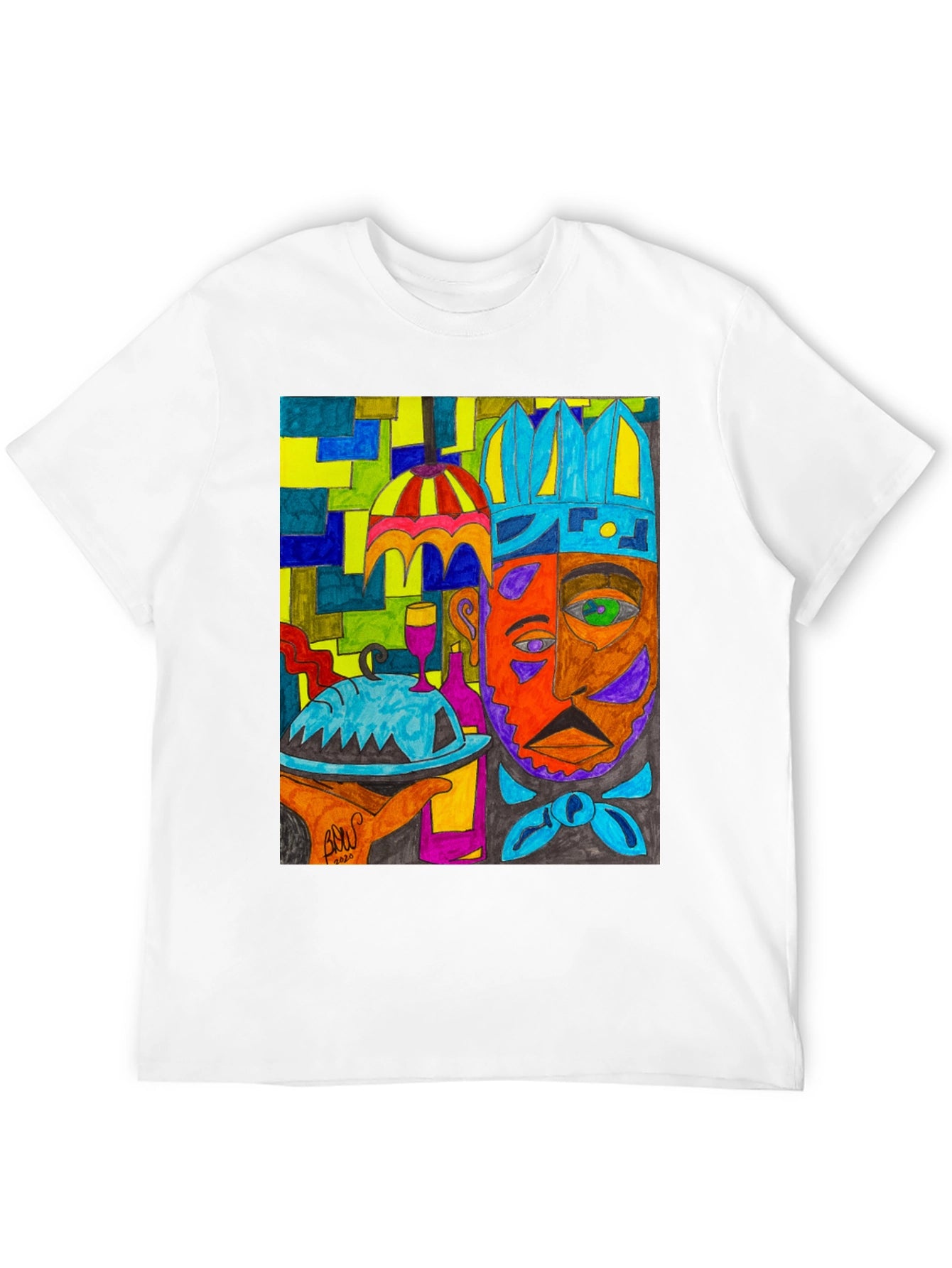 Artistic Graphic Print Mens Tee - Abstract Chef