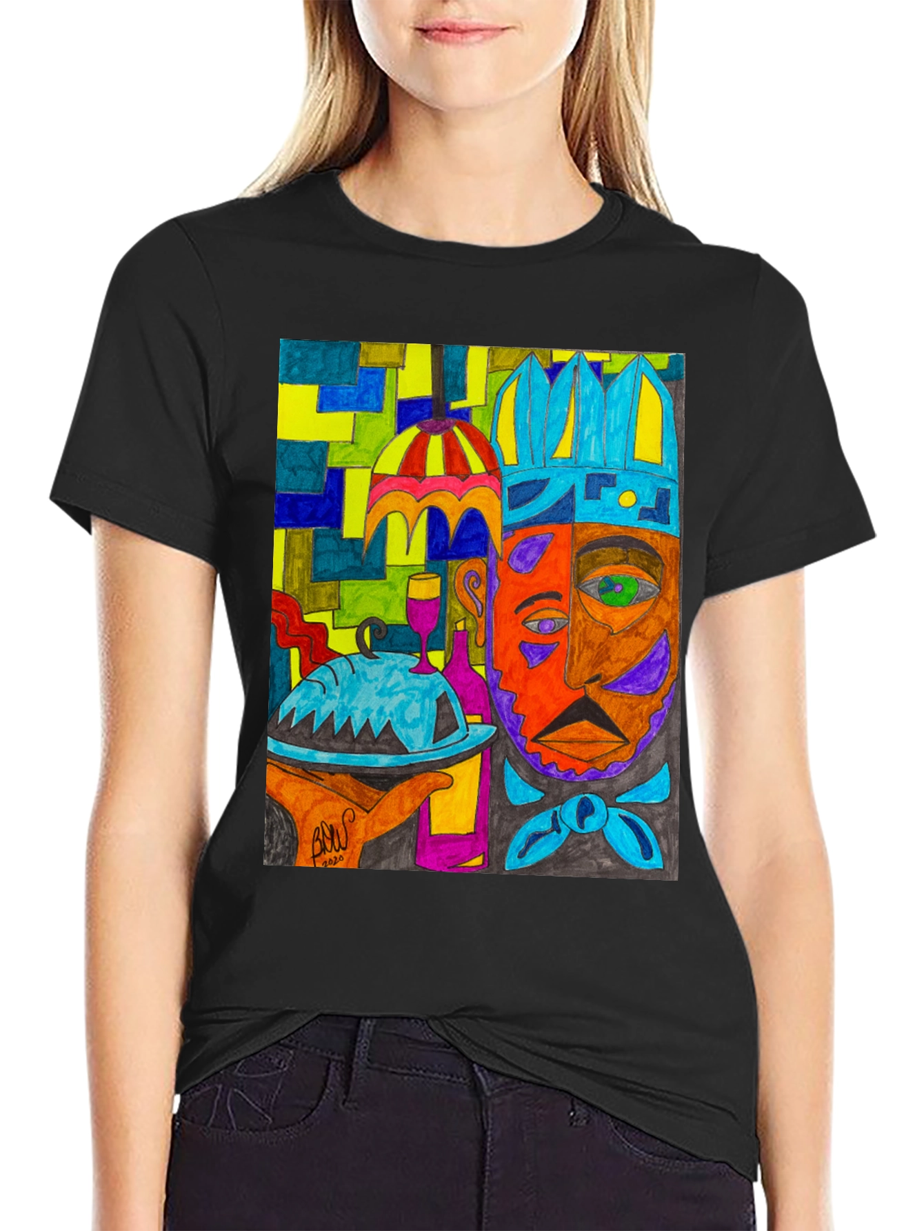 Artistic Graphic Print Mens Tee - Abstract Chef