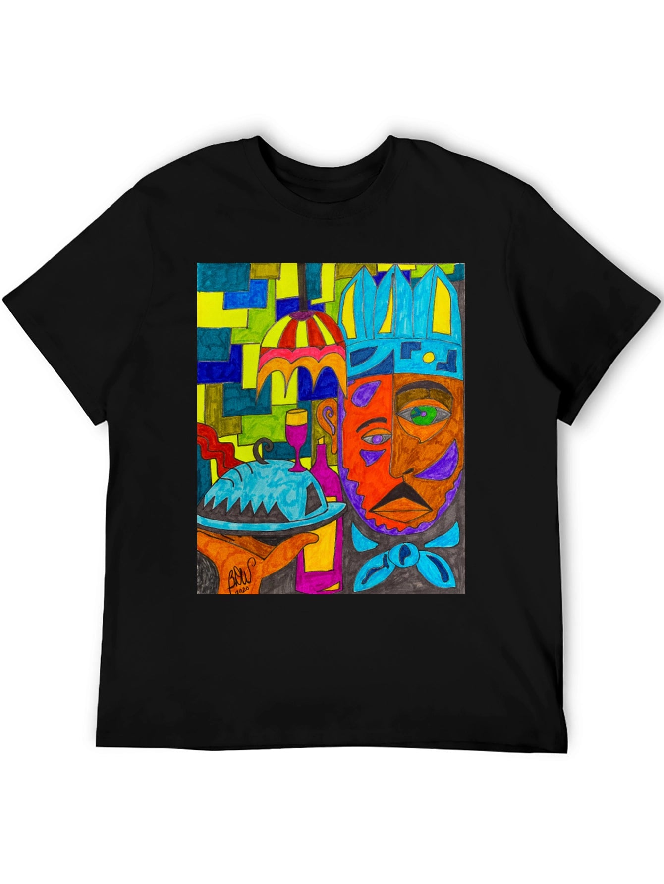 Artistic Graphic Print Mens Tee - Abstract Chef