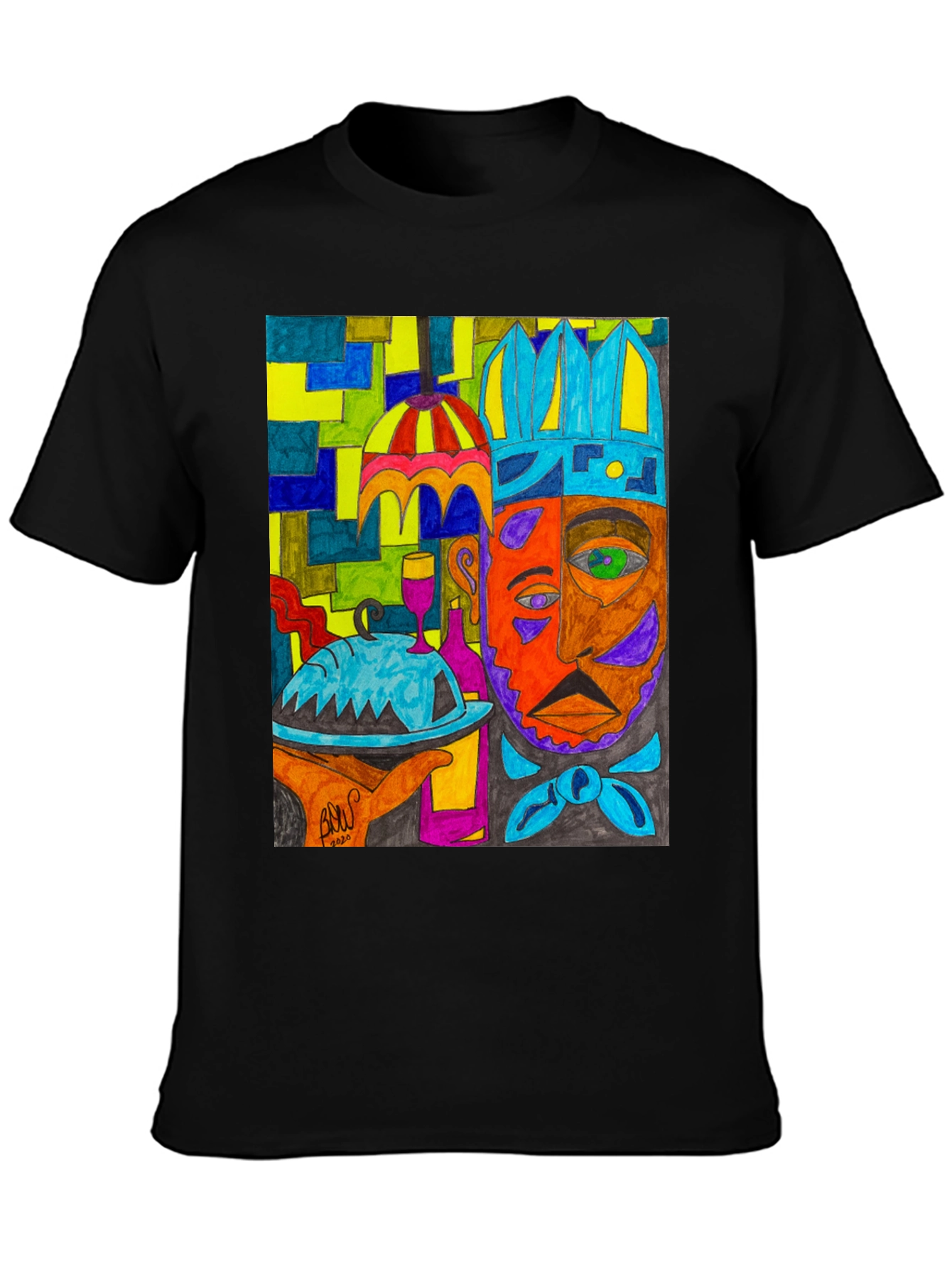 Artistic Graphic Print Mens Tee - Abstract Chef