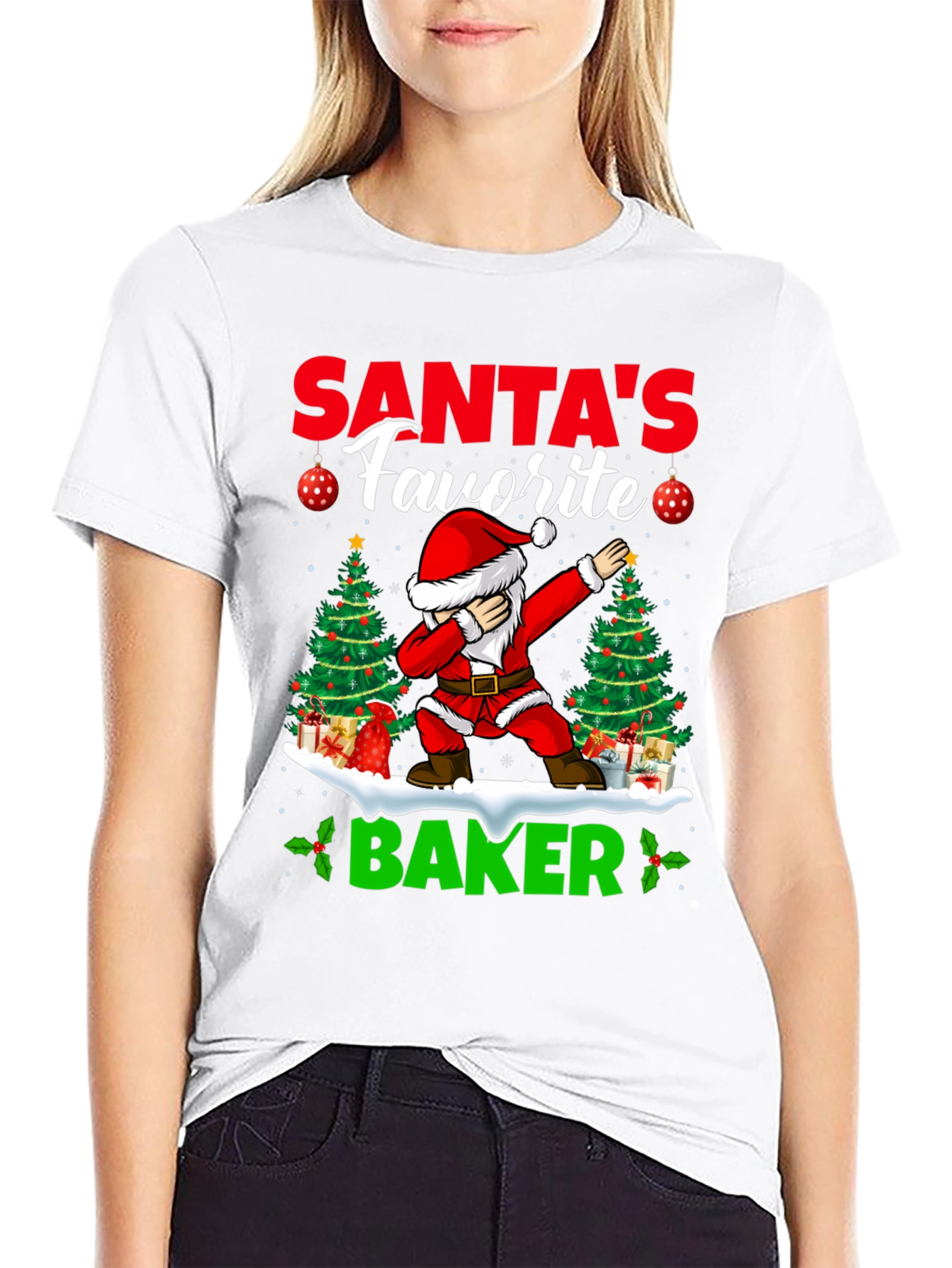 Santas Favorite Baker T-Shirt: Holiday Dabbing Santa Tee