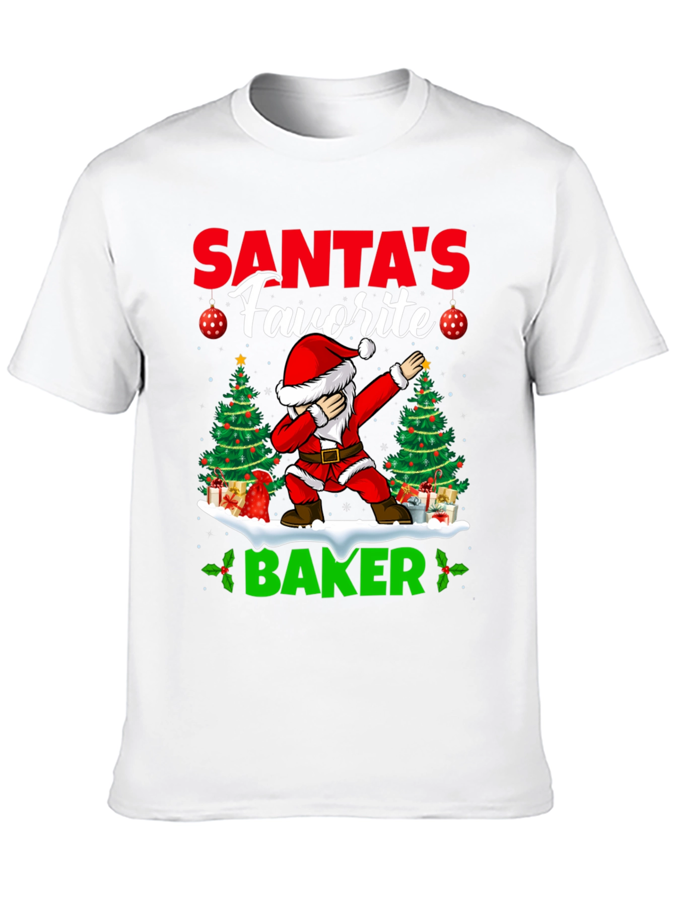 Santas Favorite Baker T-Shirt: Holiday Dabbing Santa Tee
