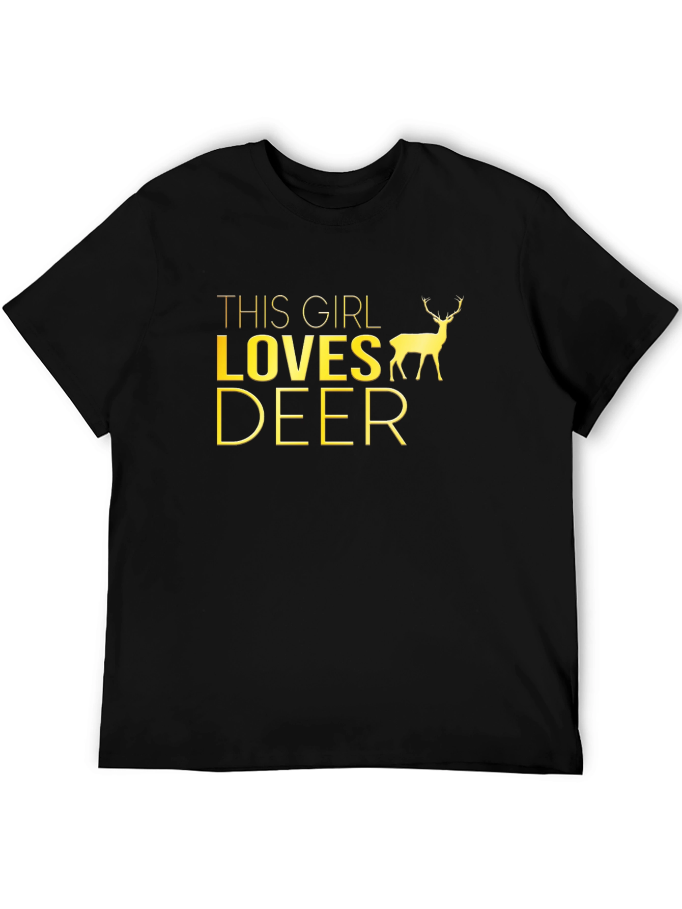 This Girl Loves Deer Black Graphic T-Shirt