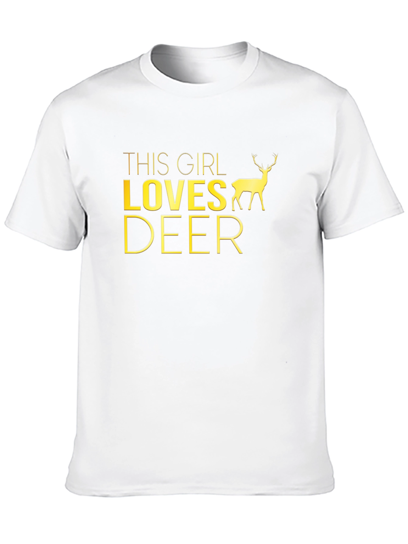 This Girl Loves Deer Black Graphic T-Shirt