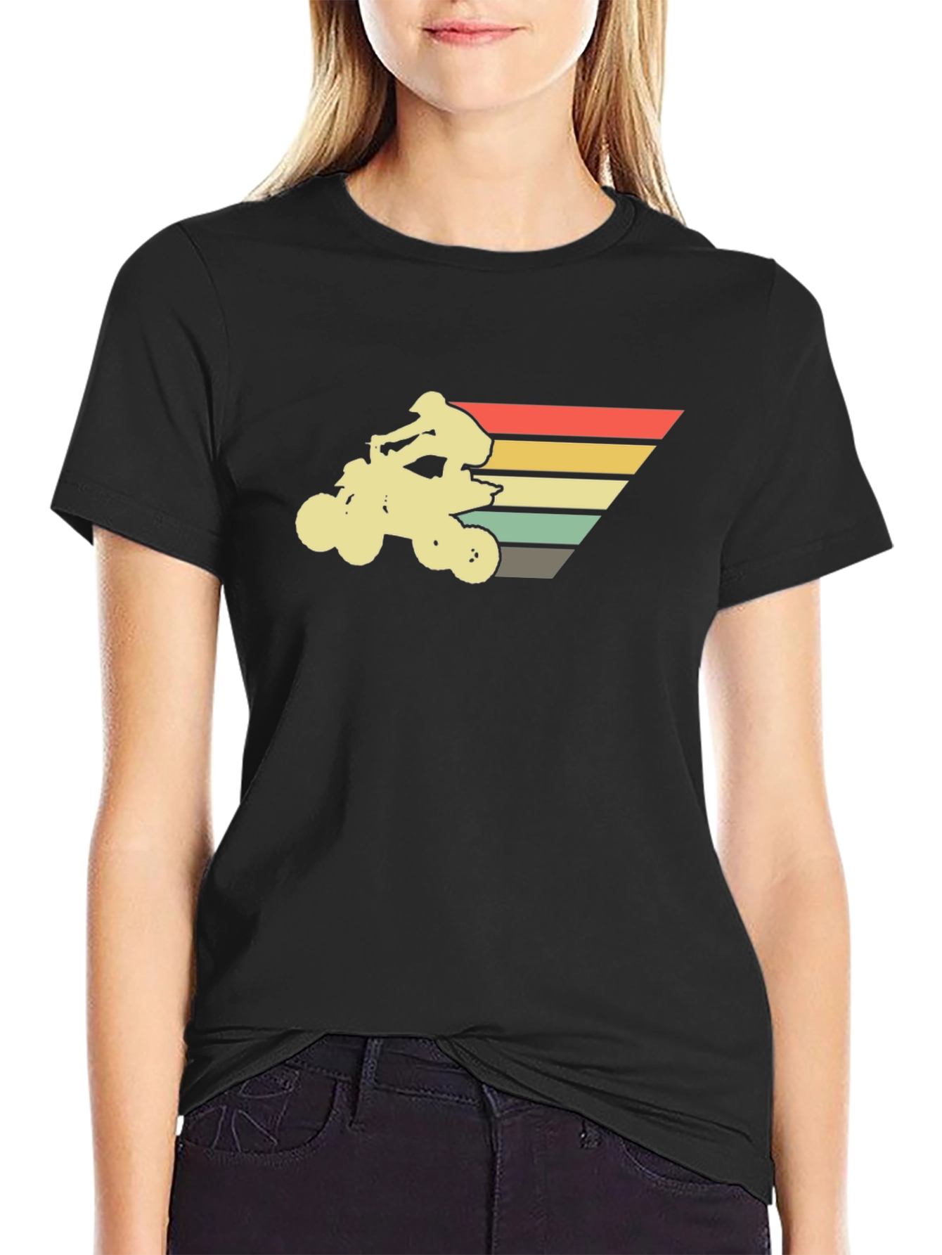 Retro ATV Rider Black T-Shirt