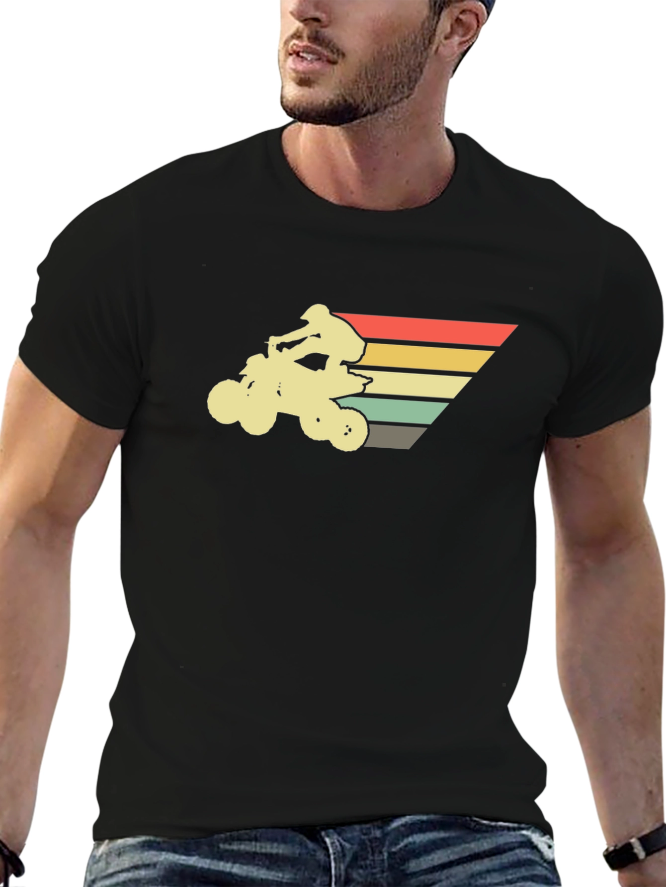 Retro ATV Rider Black T-Shirt
