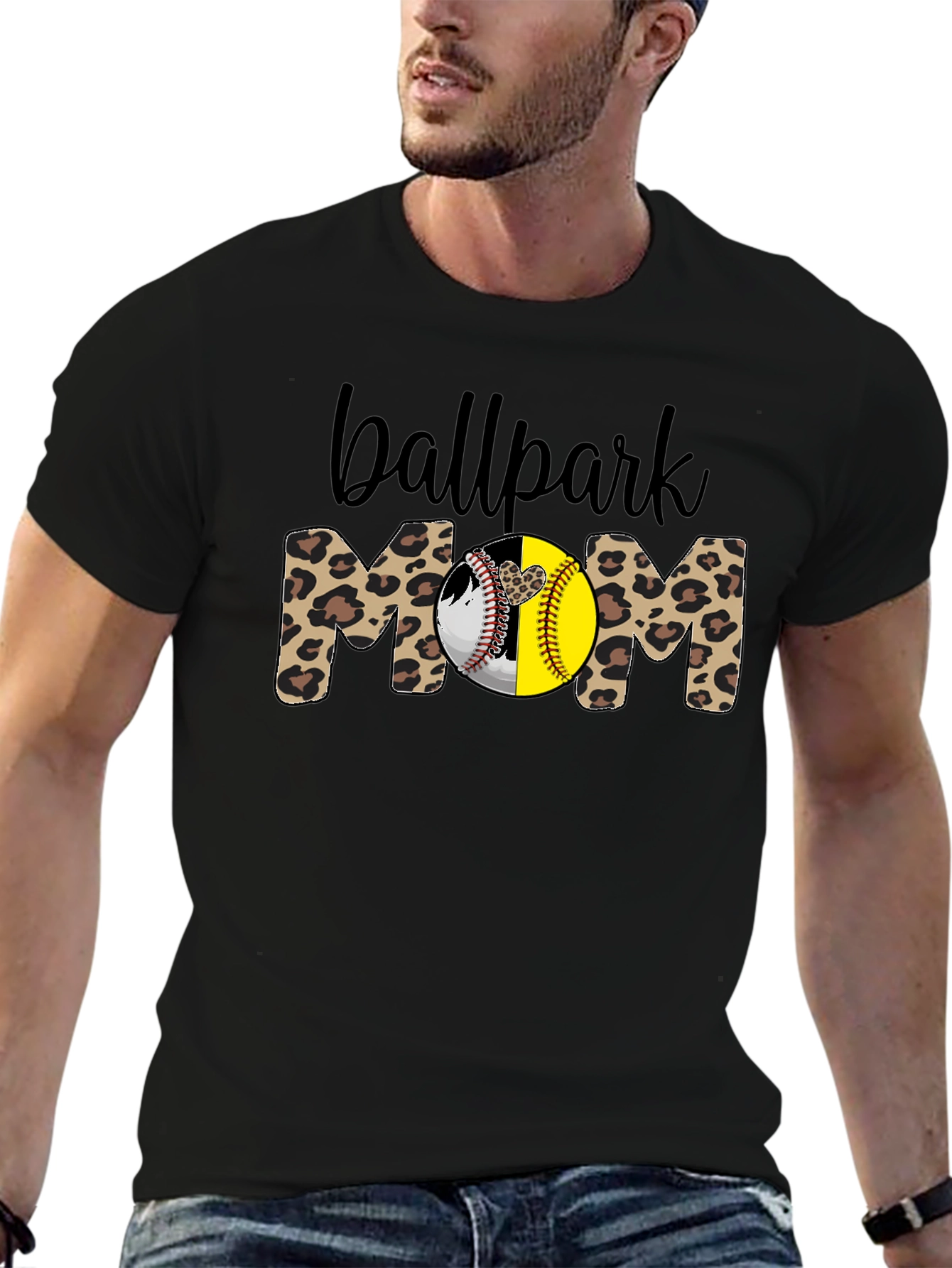 Ballpark Mom Leopard Print T-Shirt