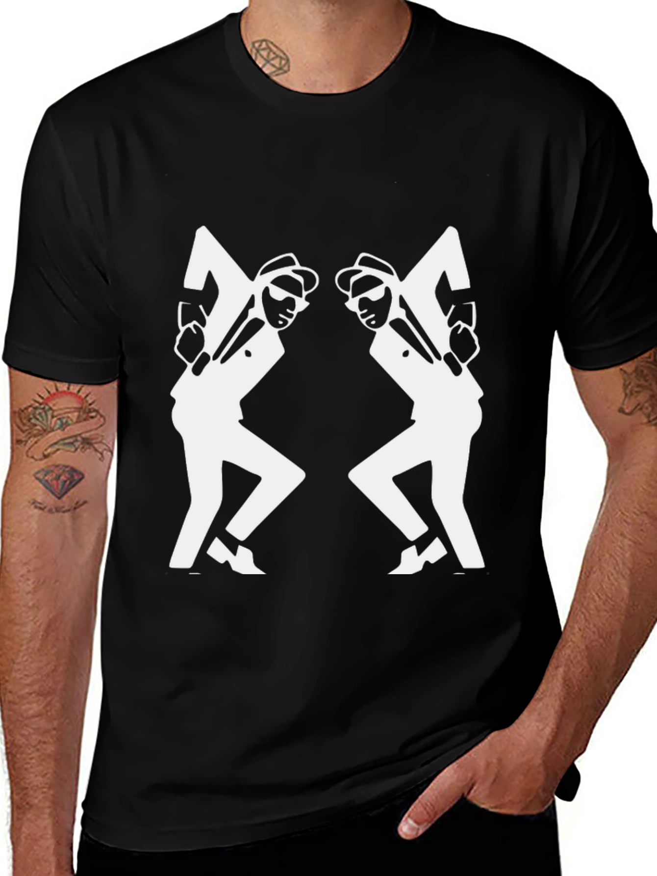 Black & White Ska Dancing Men T-Shirt