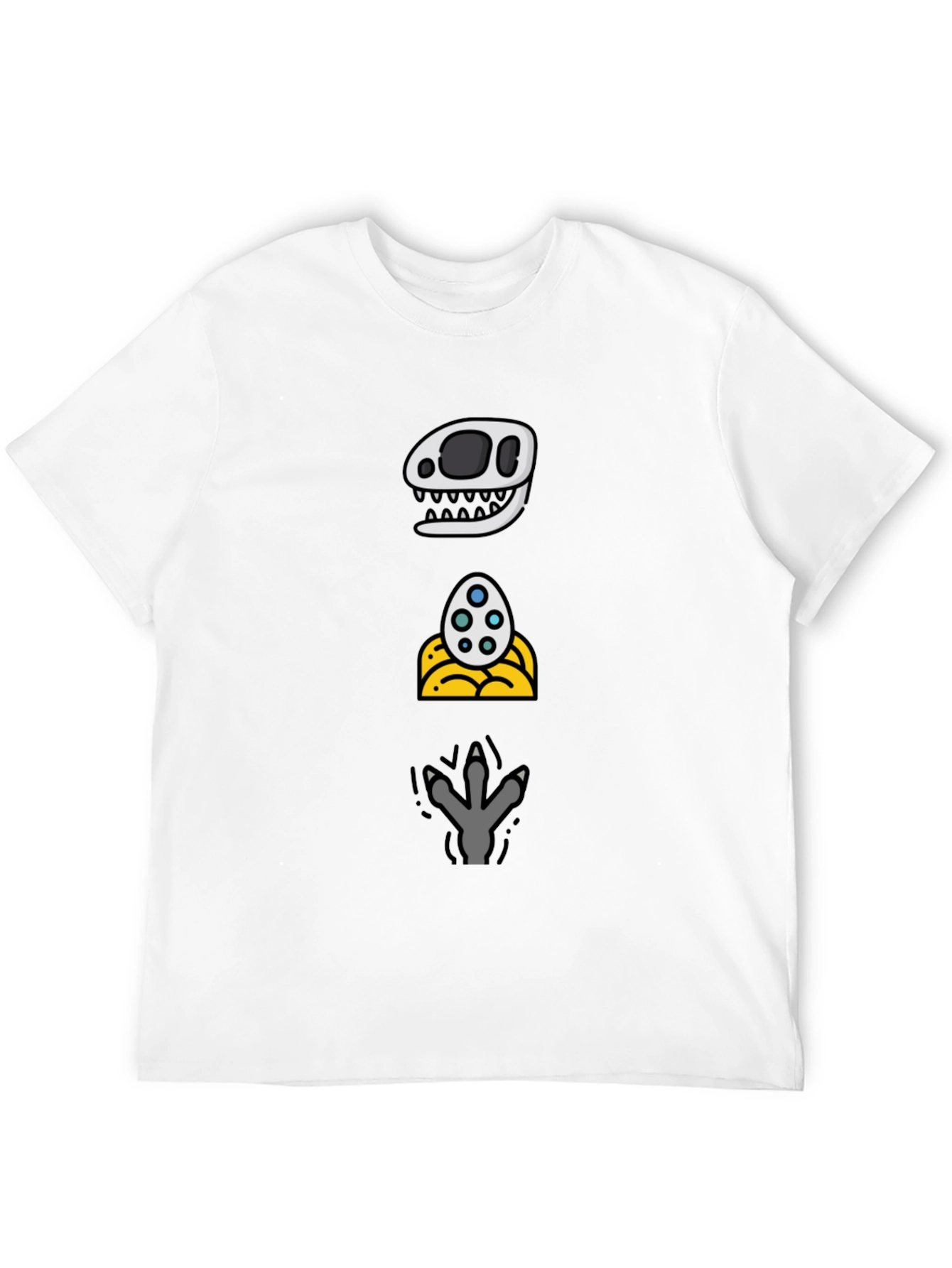 Dino Evolution T-Shirt: Skull Egg Footprint Design