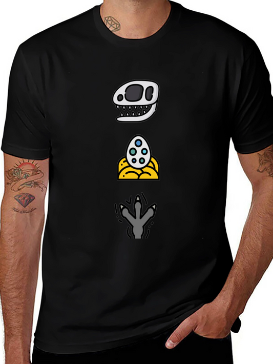 Dino Evolution T-Shirt: Skull Egg Footprint Design