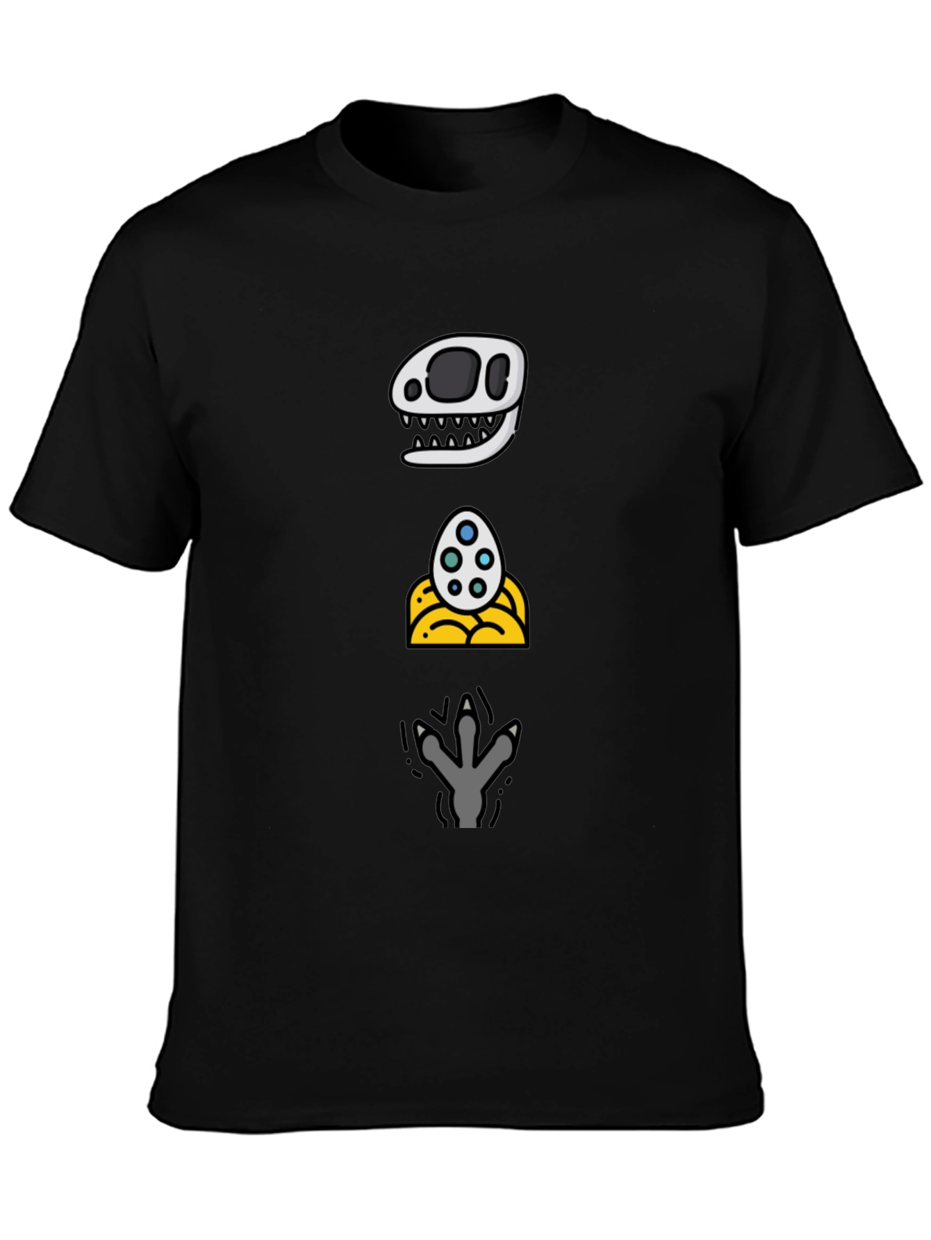 Dino Evolution T-Shirt: Skull Egg Footprint Design