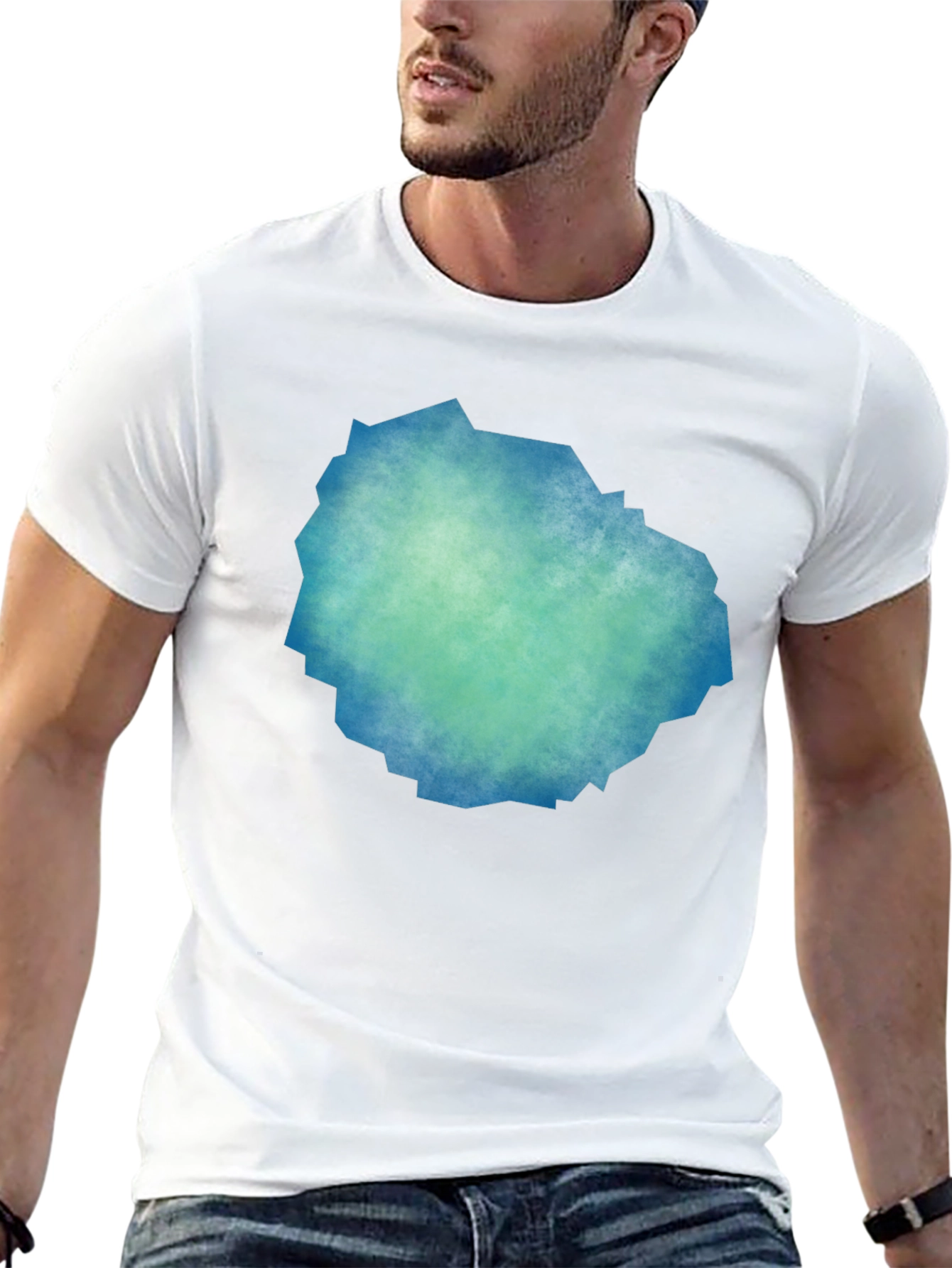 Abstract Teal & Blue Graphic Tee