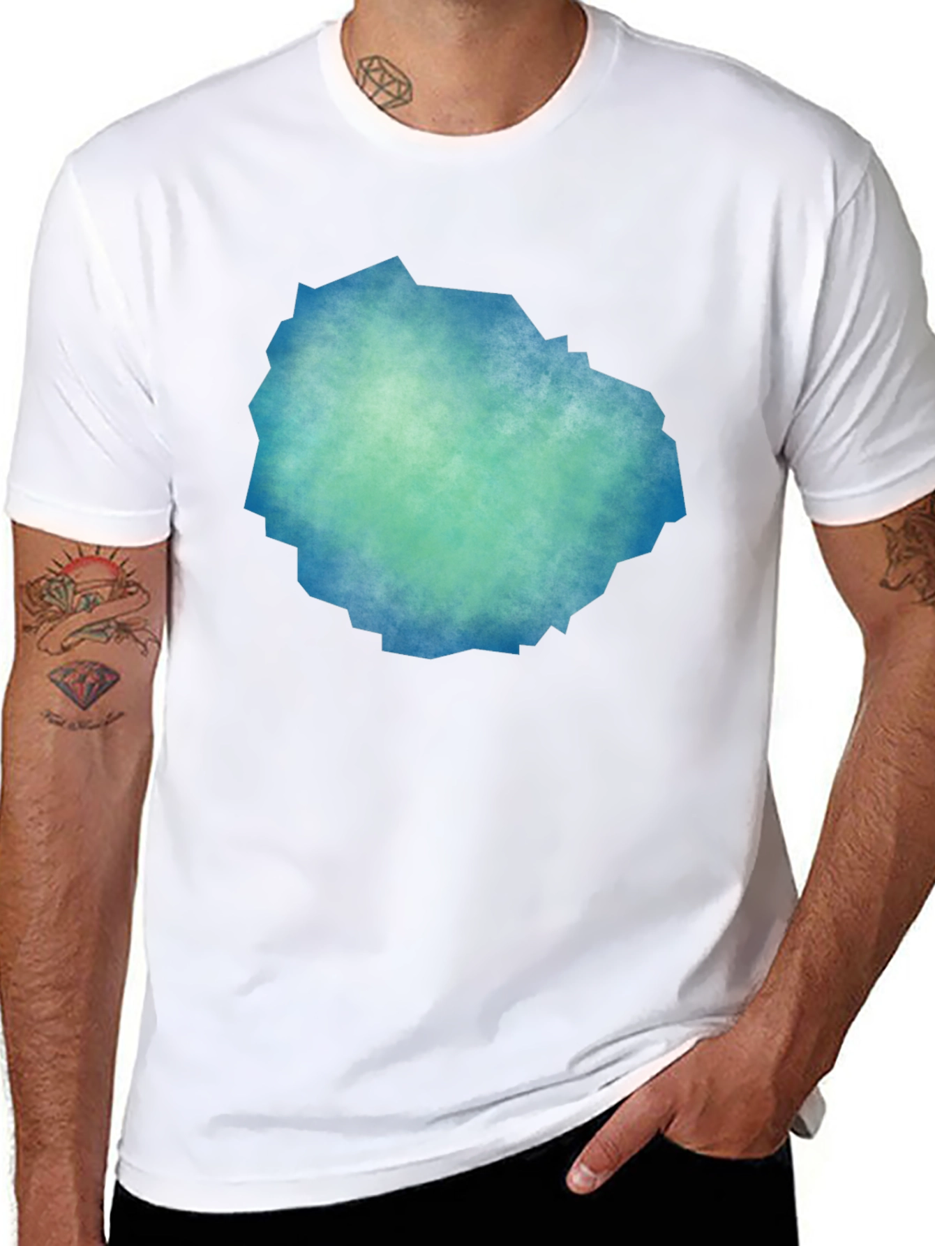 Abstract Teal & Blue Graphic Tee