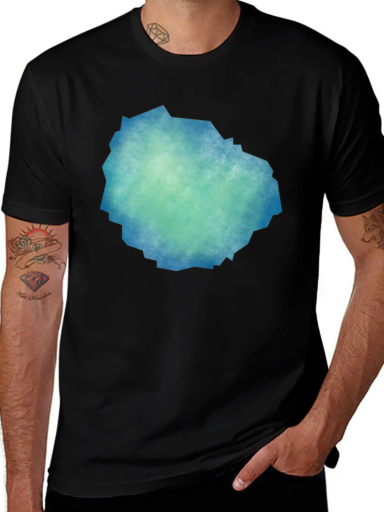 Abstract Teal & Blue Graphic Tee