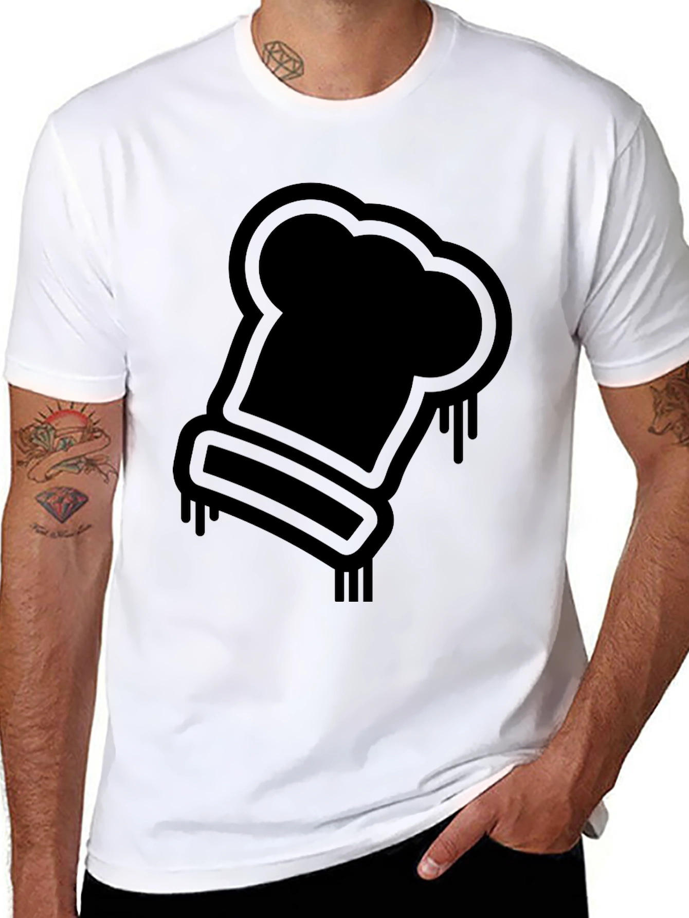 Chef Hat Graphic Tee - Black Casual T-Shirt