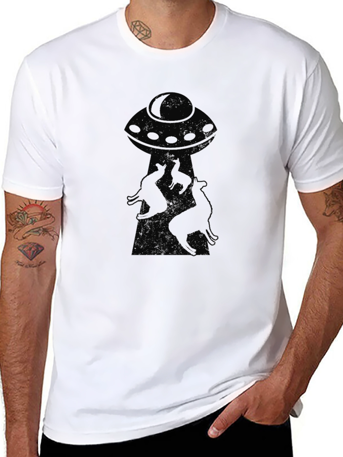 UFO Abduction Mens Black T-Shirt