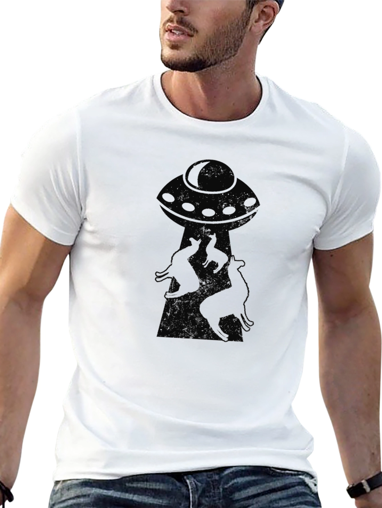 UFO Abduction Mens Black T-Shirt