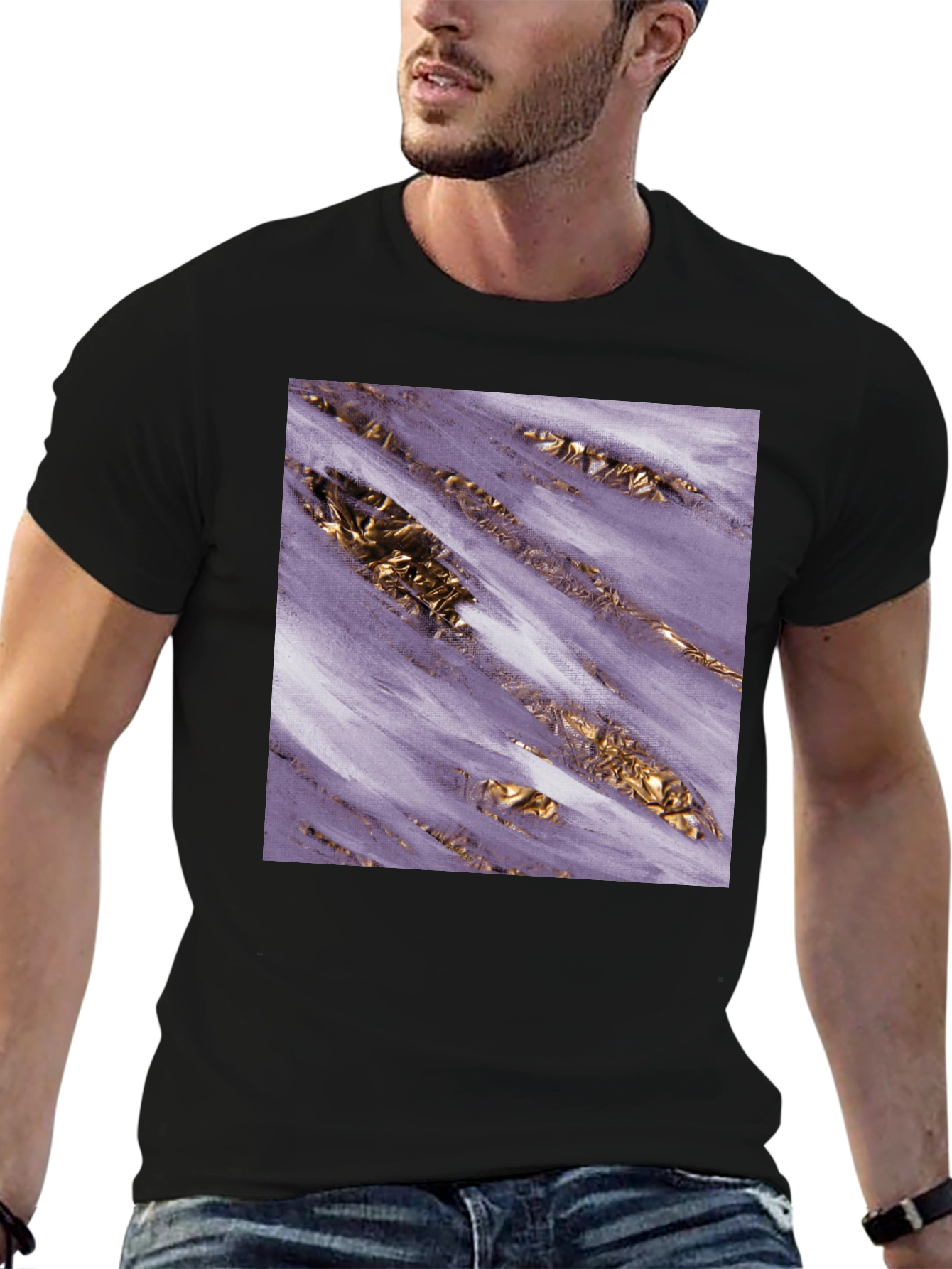 Abstract Gold & Purple Graphic Tee