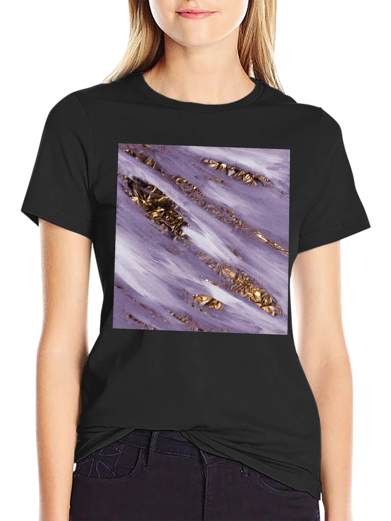Abstract Gold & Purple Graphic Tee