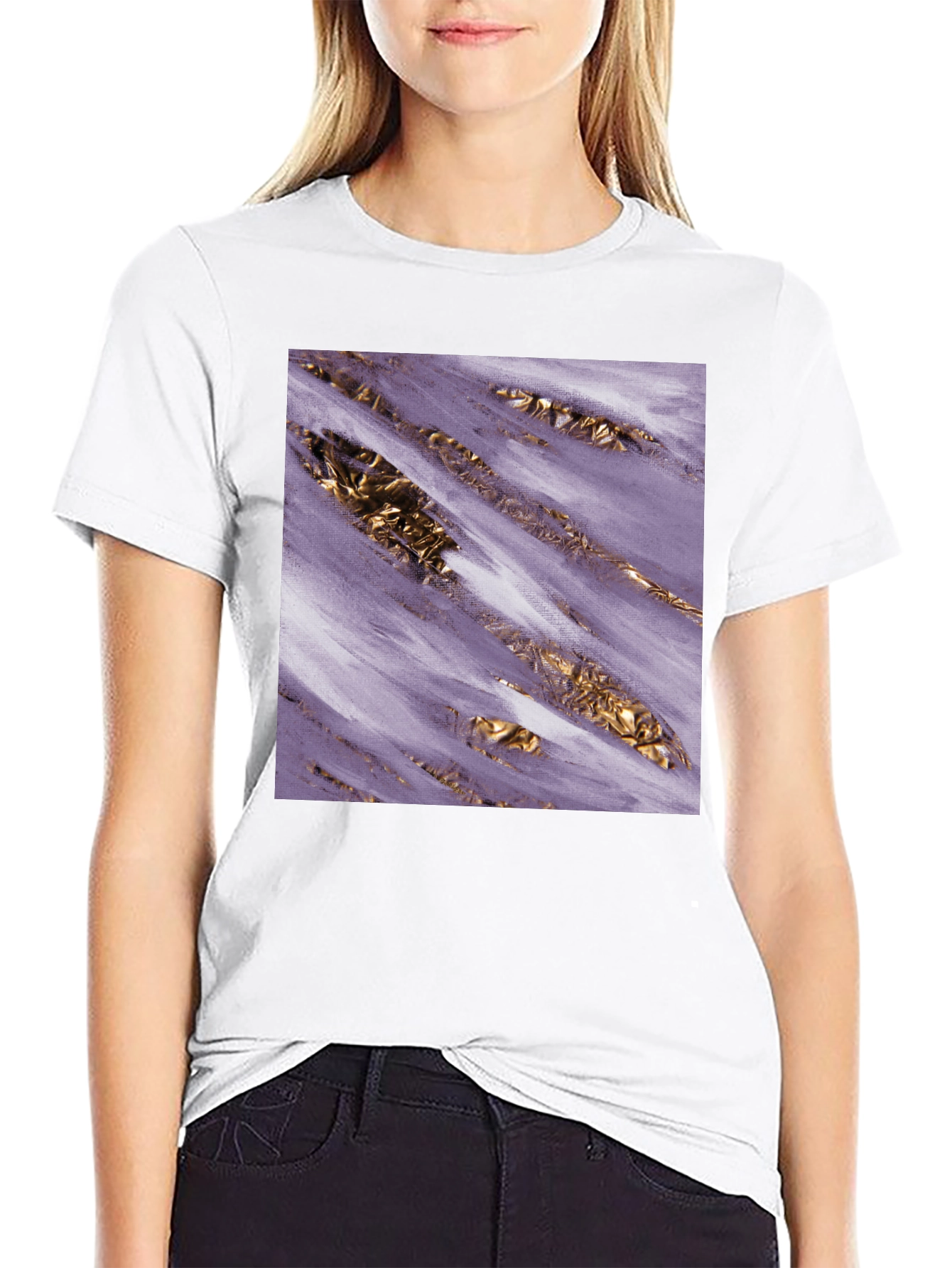 Abstract Gold & Purple Graphic Tee