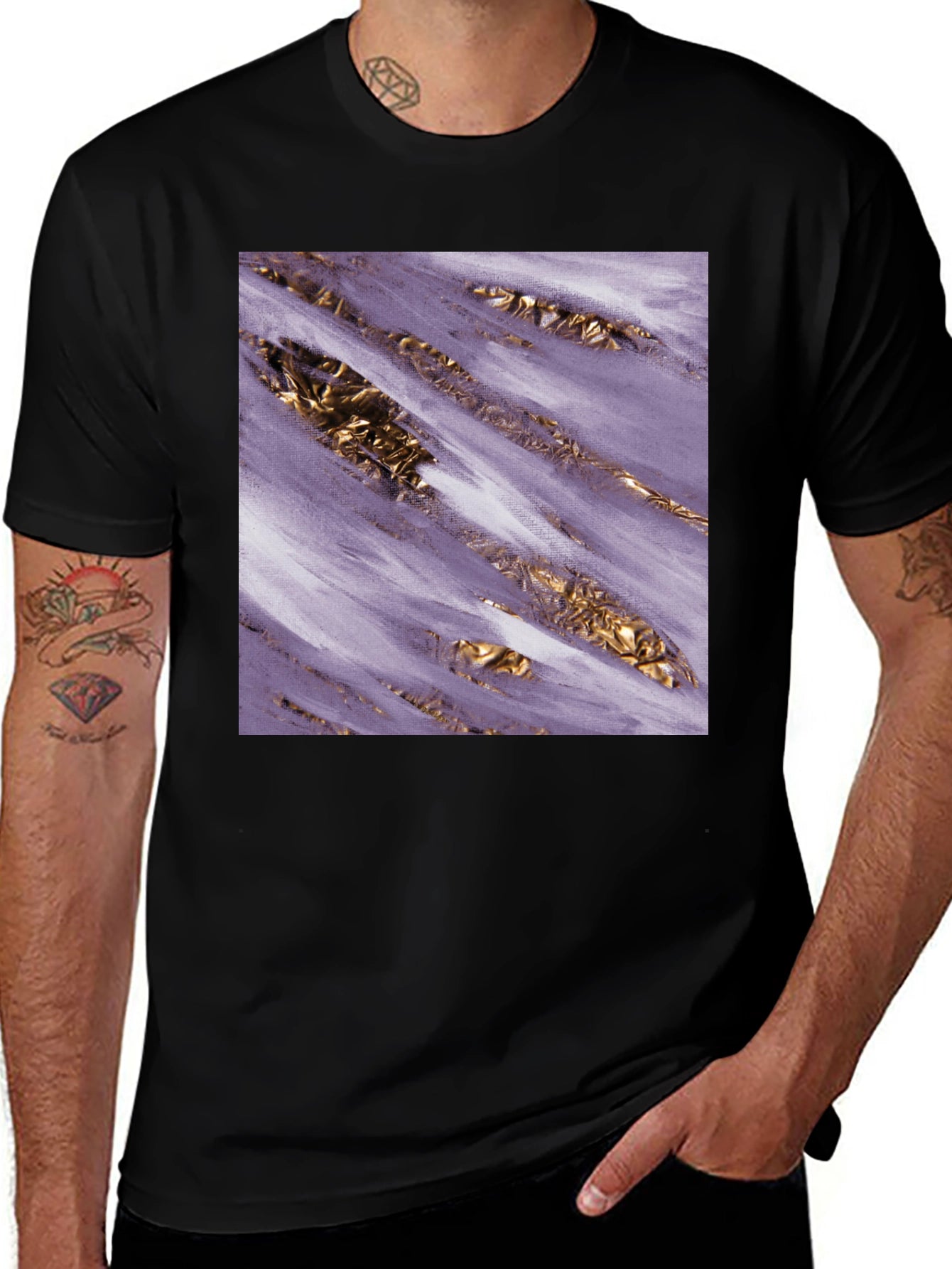 Abstract Gold & Purple Graphic Tee