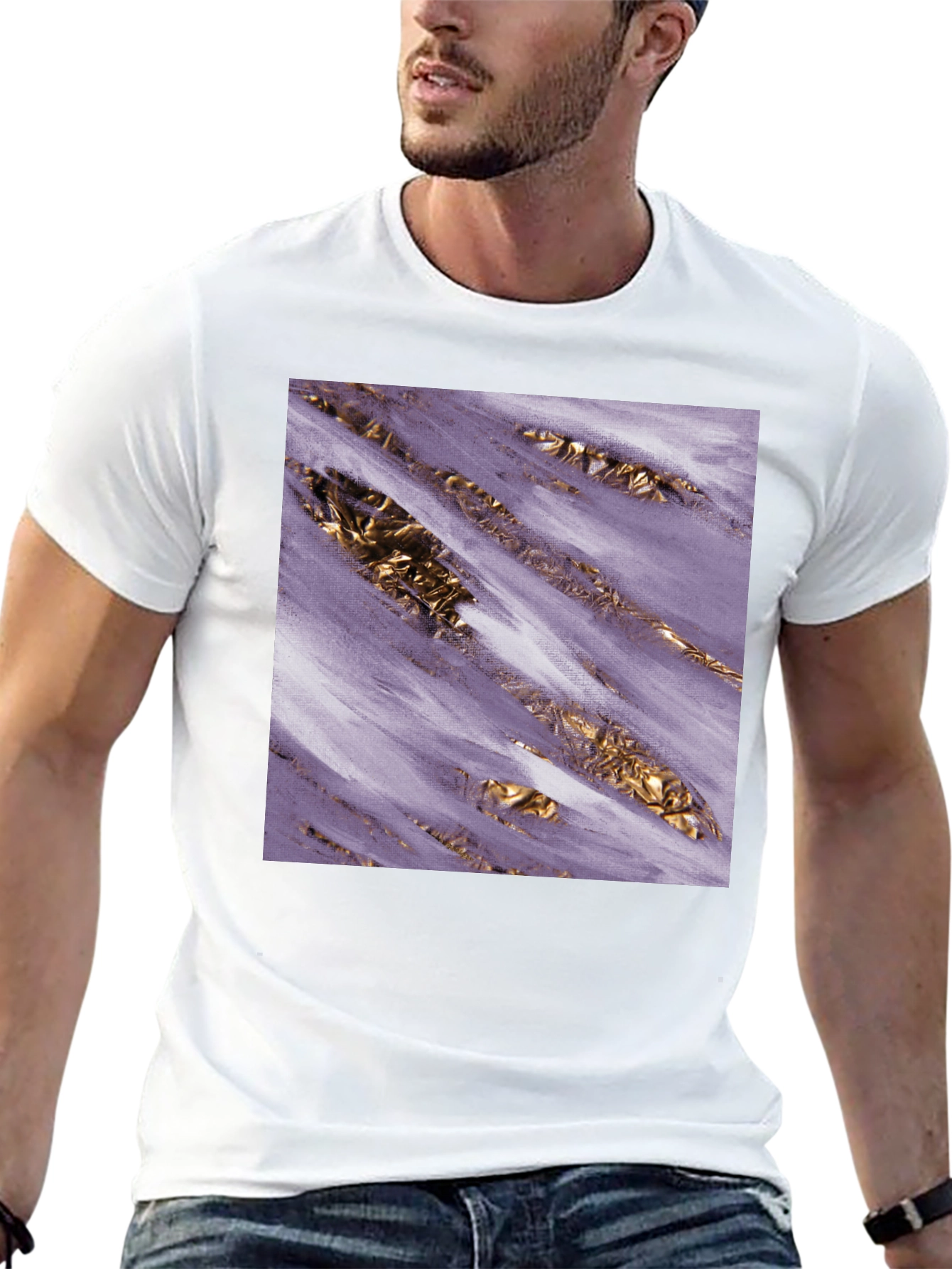 Abstract Gold & Purple Graphic Tee