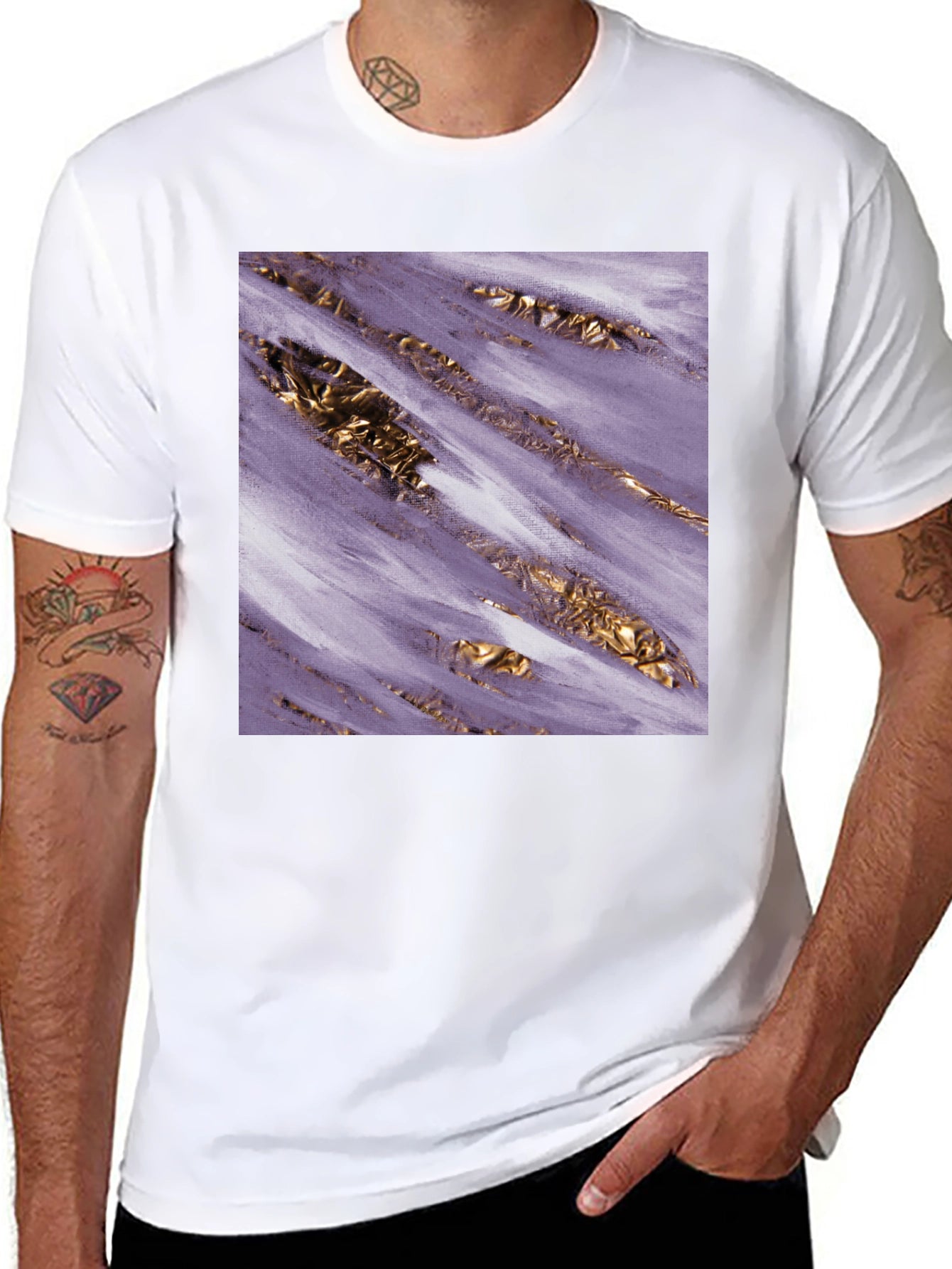 Abstract Gold & Purple Graphic Tee