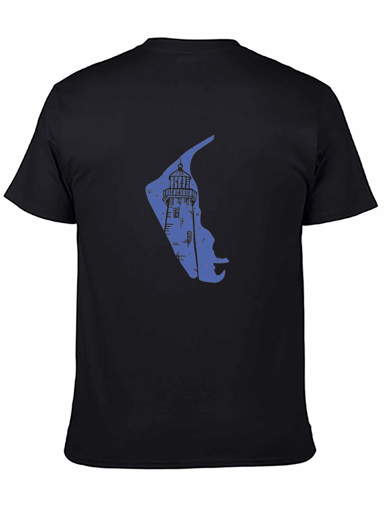 Coastal Lighthouse Graphic Tee - Black Cotton Blend