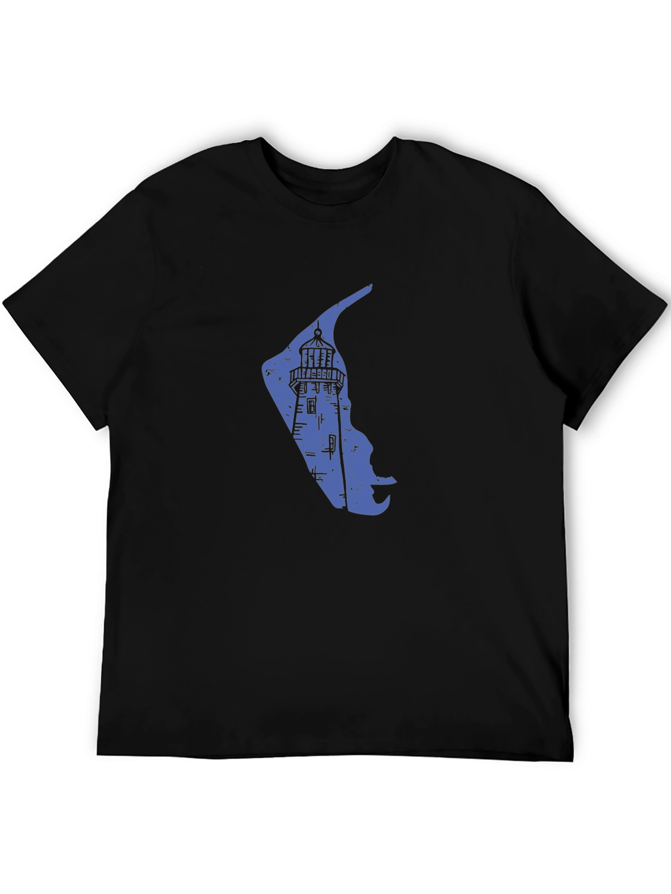 Coastal Lighthouse Graphic Tee - Black Cotton Blend