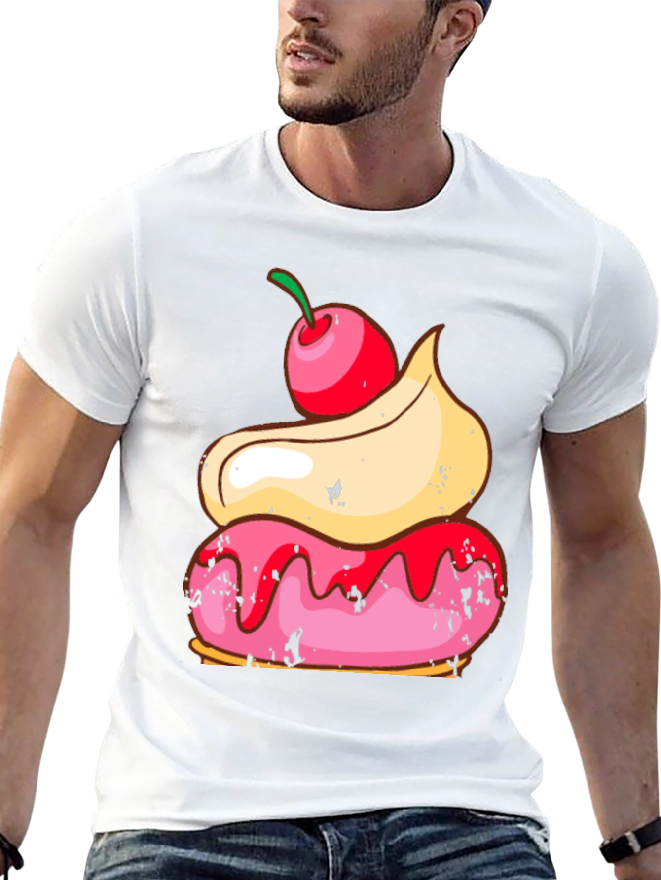 Sweet Treat Tee: Cherry Topped Donut Graphic T-Shirt