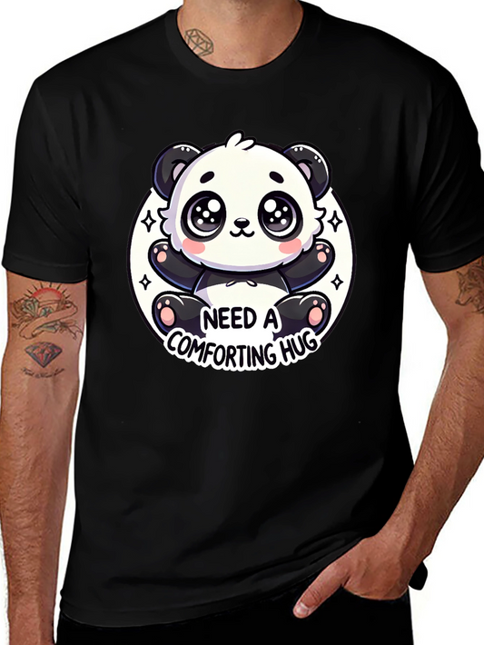Cute Panda Comfort Hug Black Tee