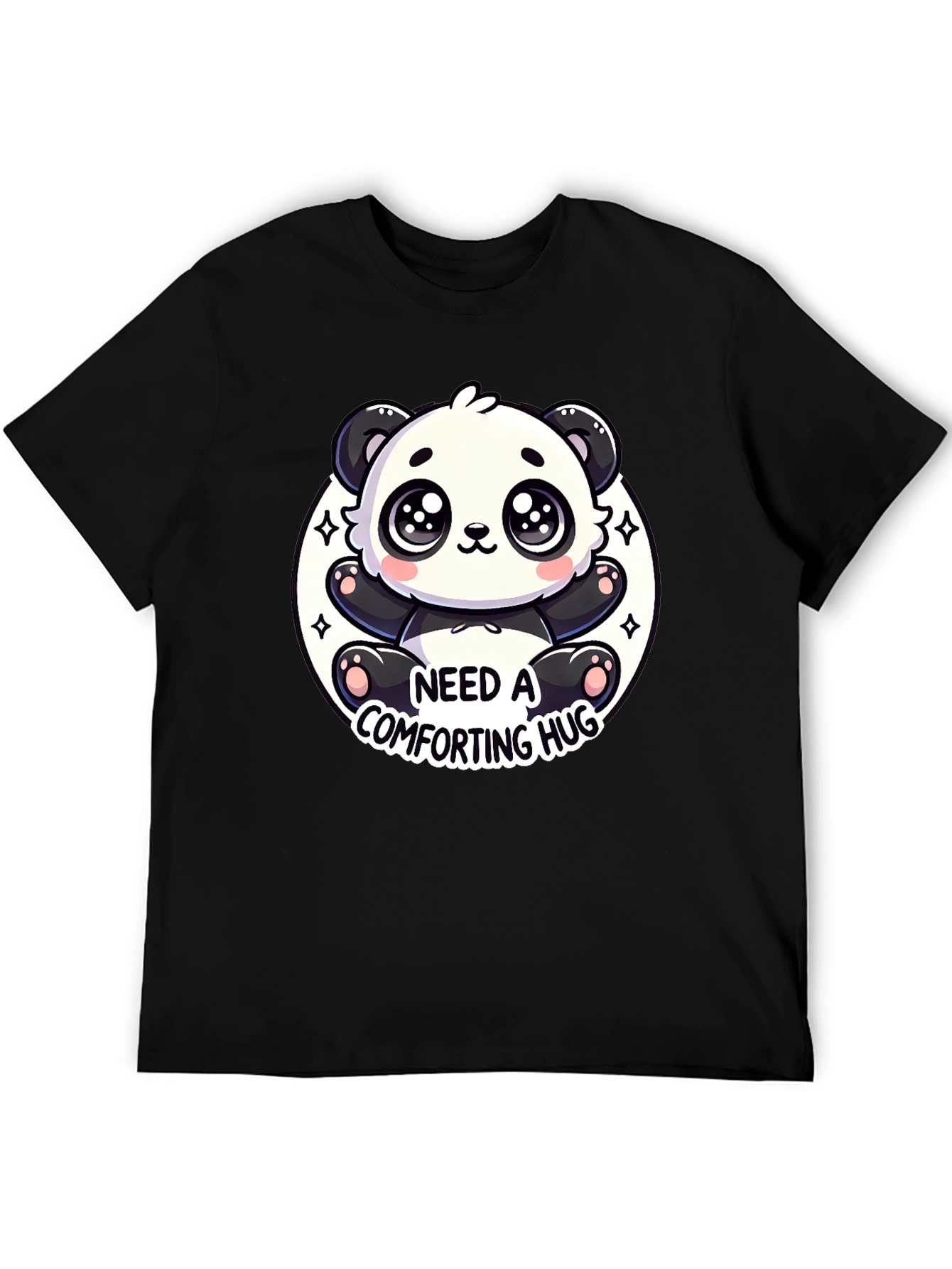 Cute Panda Comfort Hug Black Tee