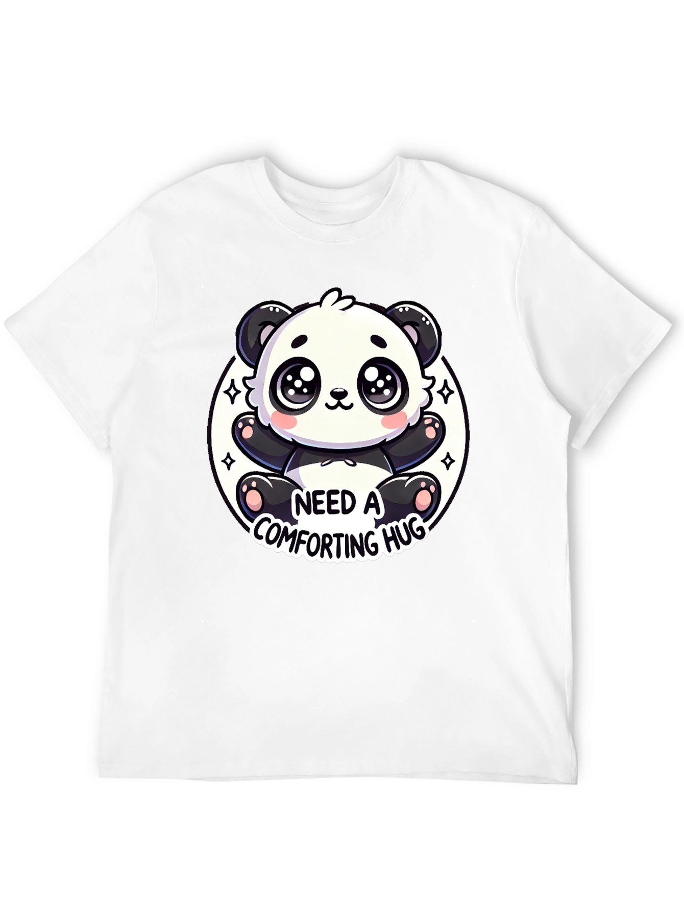 Cute Panda Comfort Hug Black Tee