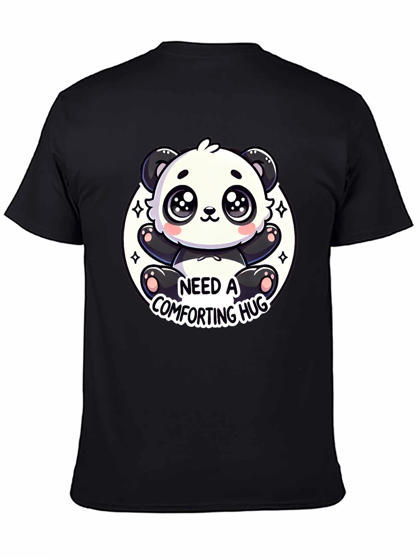 Cute Panda Comfort Hug Black Tee