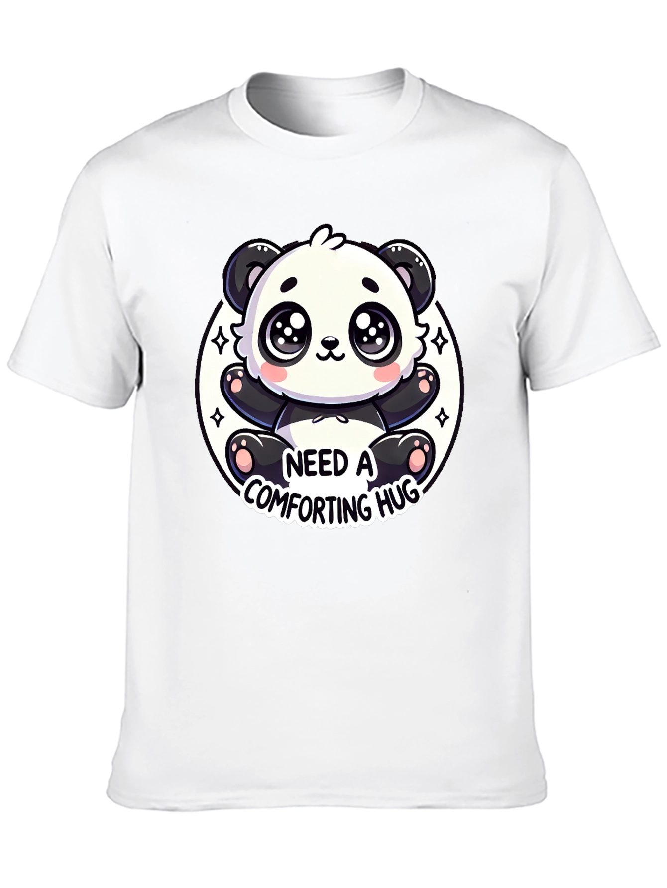 Cute Panda Comfort Hug Black Tee