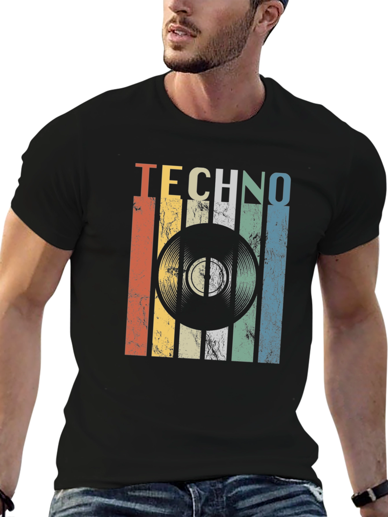Retro Techno Record Graphic T-Shirt