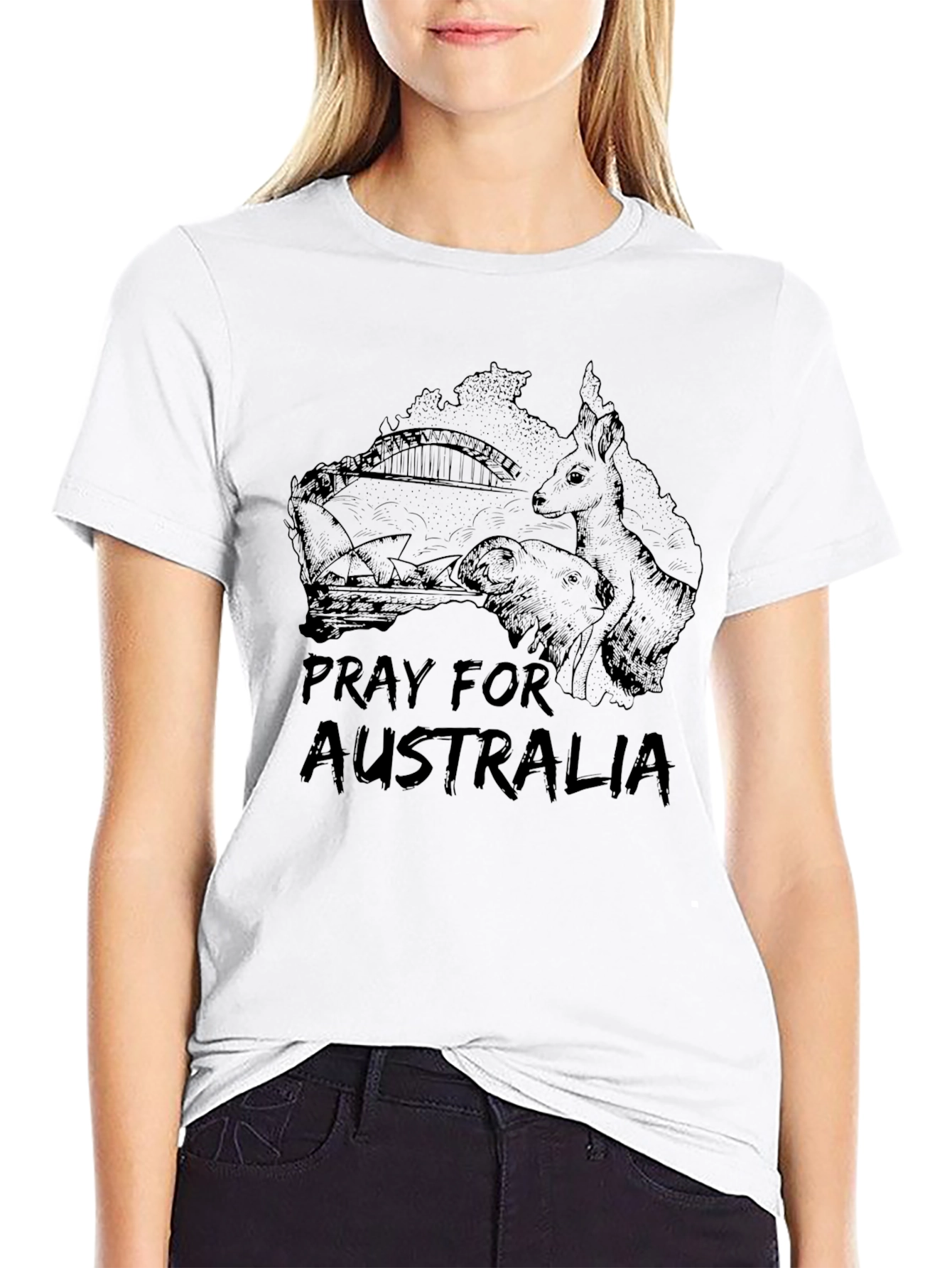 Pray for Australia Black T-Shirt