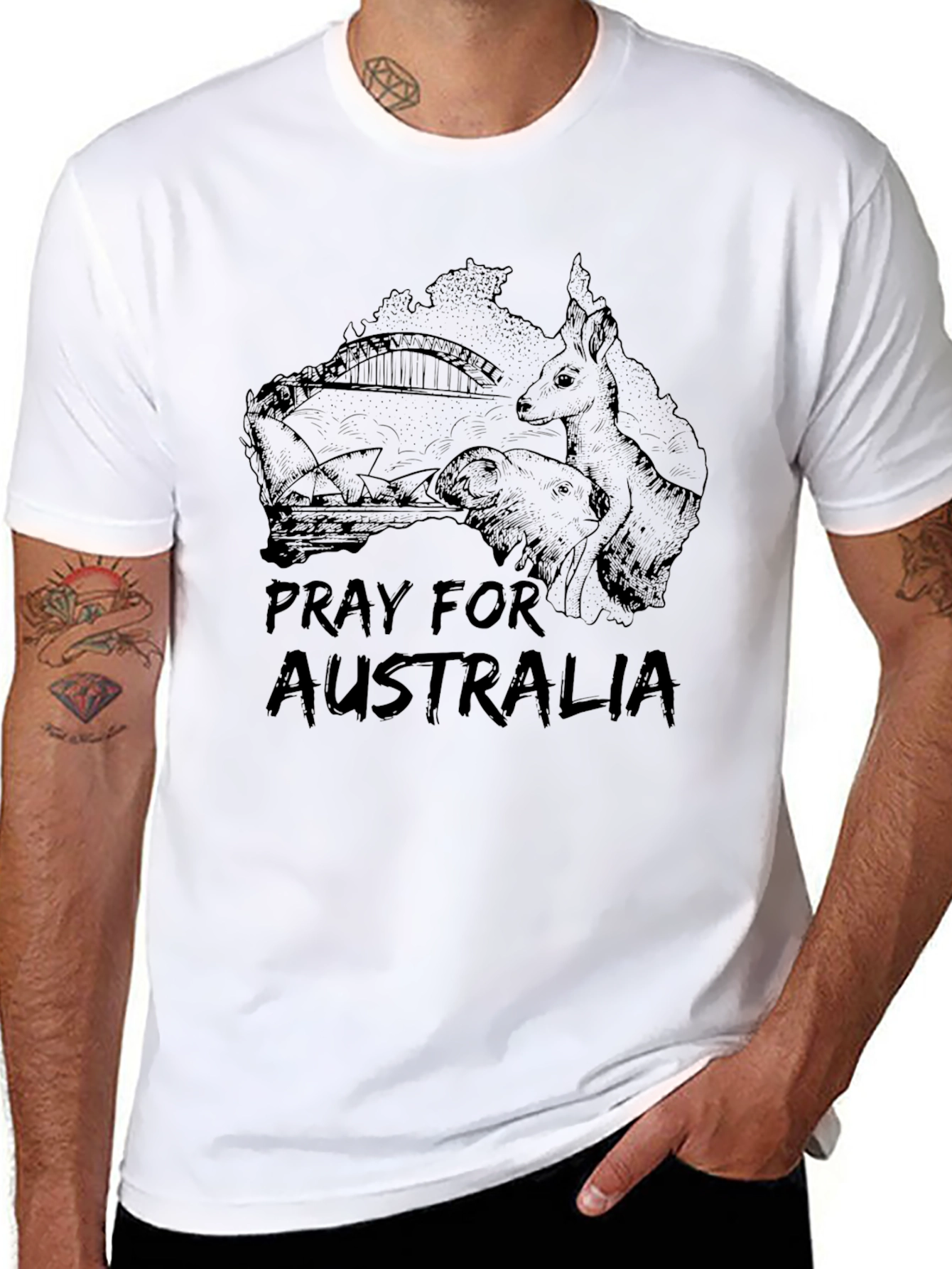 Pray for Australia Black T-Shirt